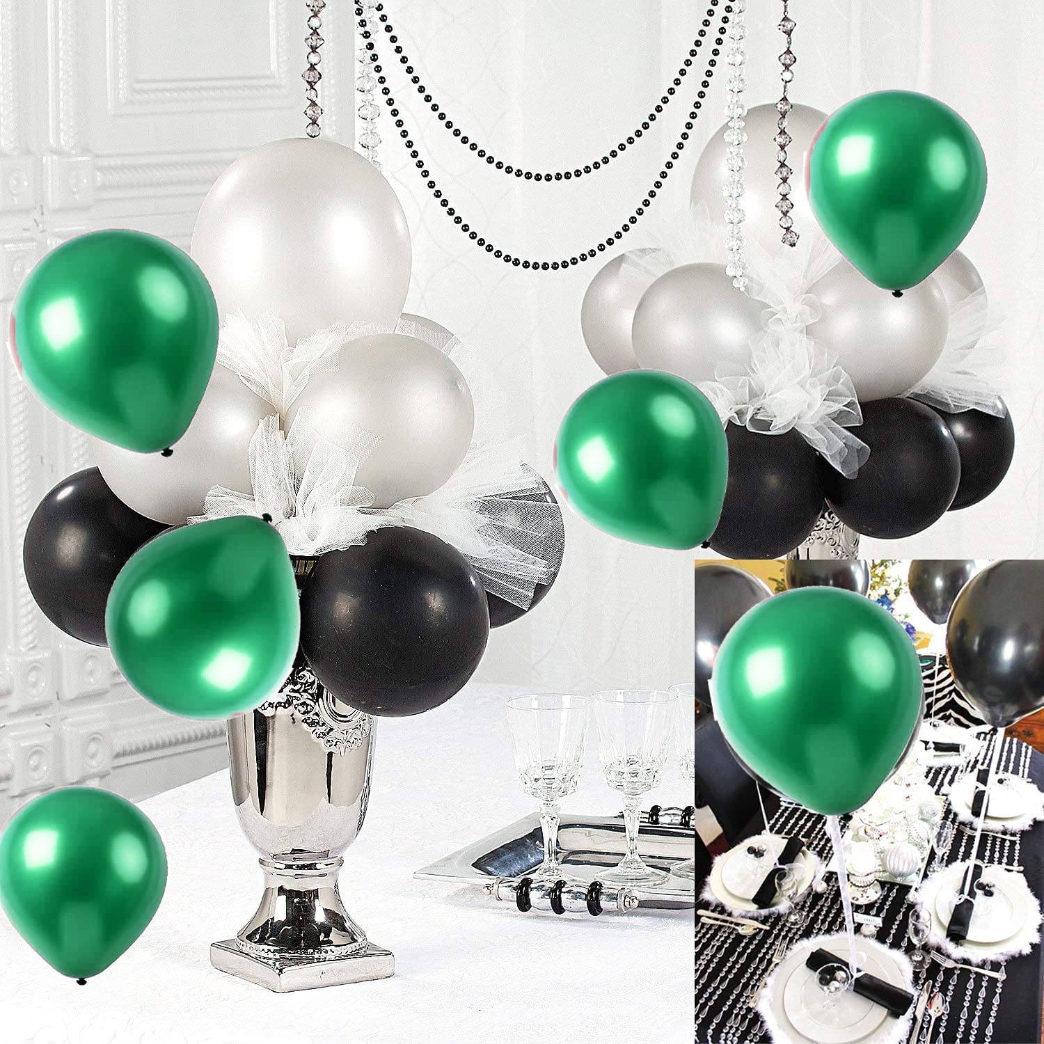 2025 Graduation Party Decorations - 30Pcs Green & Black Balloons for High School & College Graduation Ceremony Decor