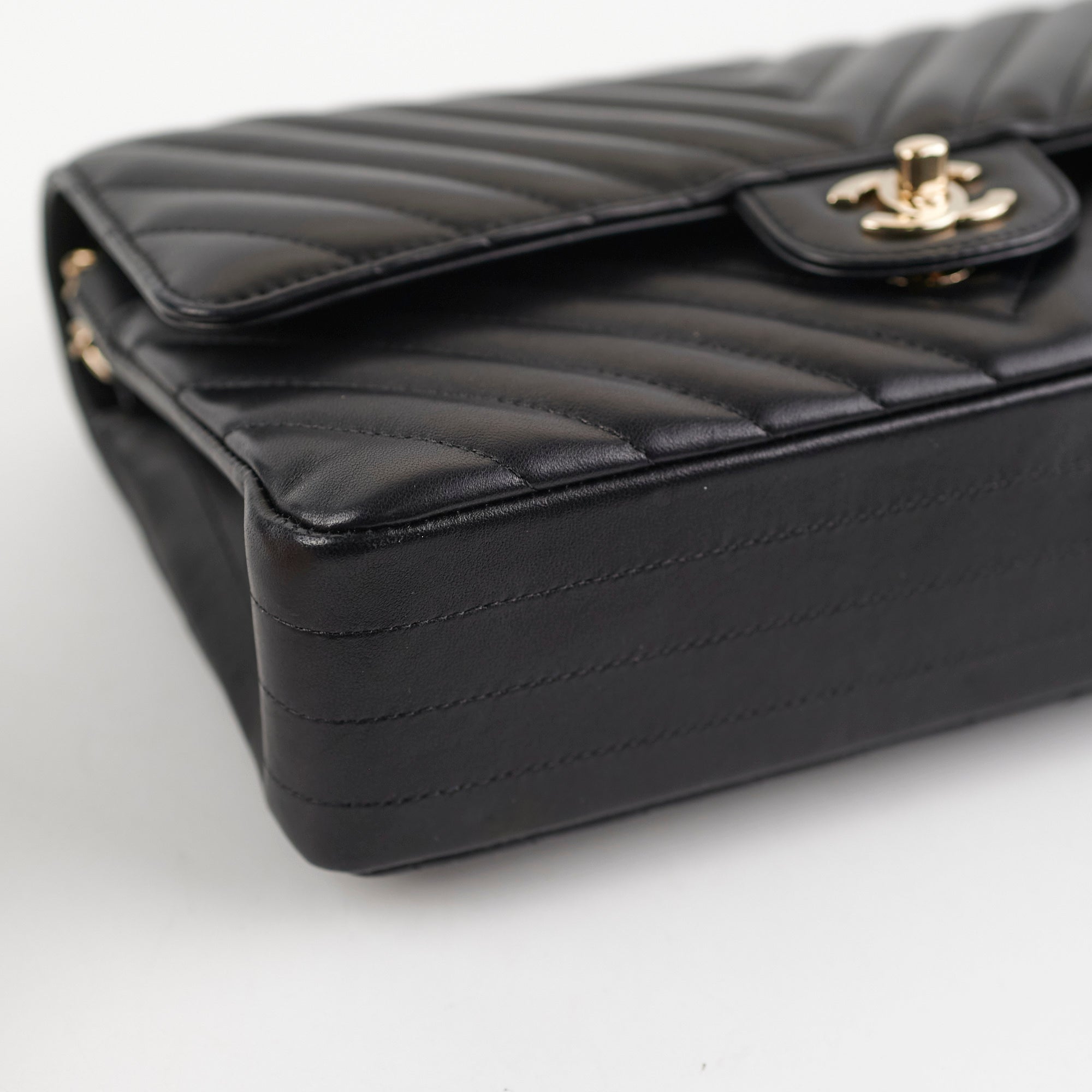 Chanel Medium/Large Chevron Classic Flap Bag in Black | Luxury Designer Handbag for Women | Perfect for Evening Events, Parties & Special Occasions