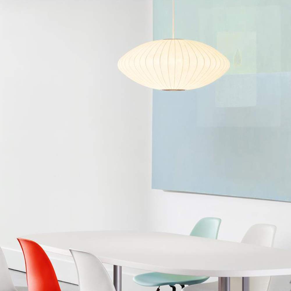 Italian Cloth Lantern Pendant Lamp - Nordic Style E27 Socket Hanging Light with Fabric Shade, 40cm x 20cm - Perfect for Living Room, Bedroom, Bar & Restaurant Ceiling Lighting - Creates Cozy Ambiance for Dining, Relaxing & Entertaining
