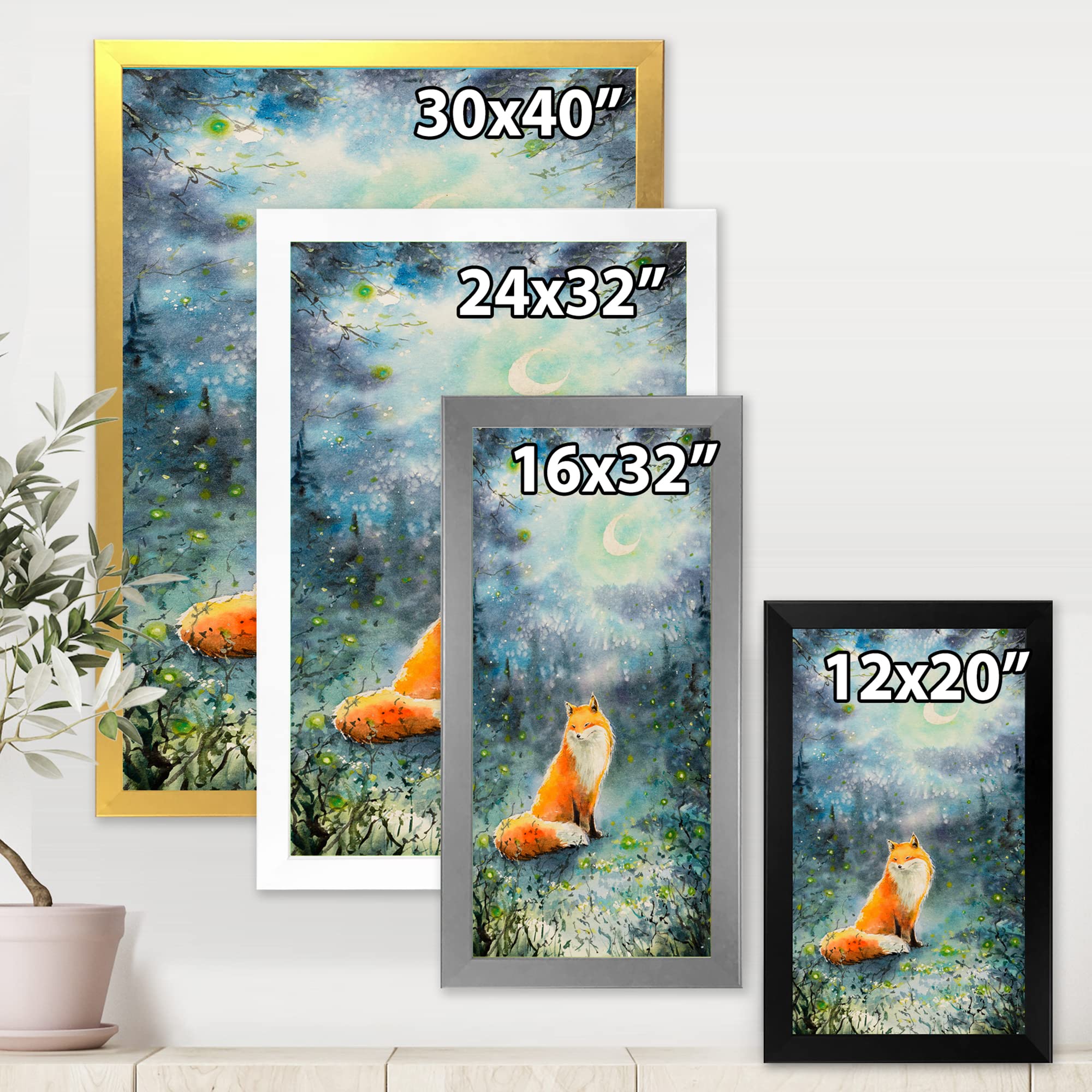 Fox Over a Night Sky Framed Wall Art for Kids - Whimsical Nursery Decor, Children's Room Art, Playroom Wall Decor - Perfect for Bedrooms, Playrooms & Classrooms