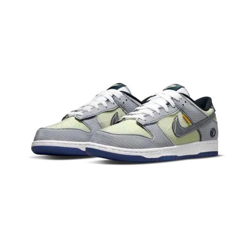 Nike Dunk Low x Union LA Passport Pack Sneakers - Pistachio Green, Midnight Navy & Silver Colorway | Men's Basketball Shoes for Streetwear & Casual Outfits