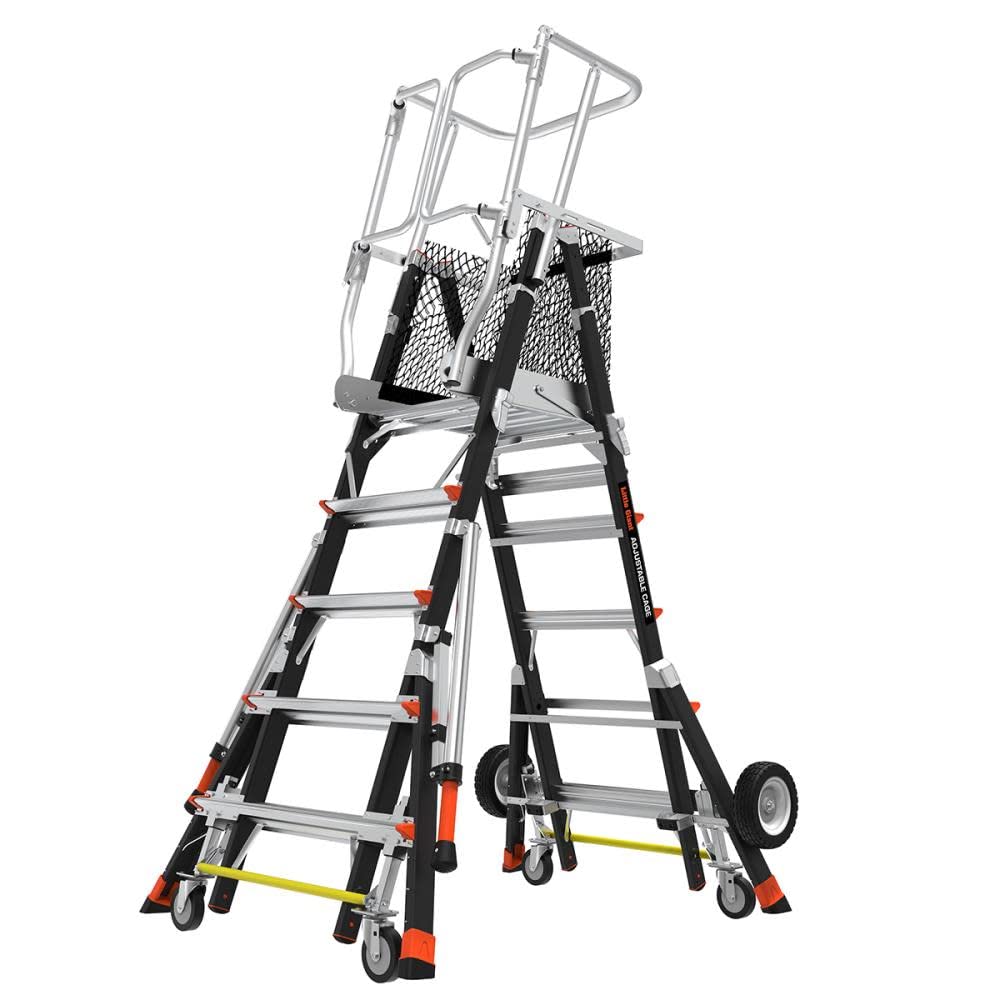 Little Giant Safety Cage Model 5 Ft. to 9 Ft. - Adjustable Aluminum Work Platform with Guardrail | OSHA Compliant Ladder Alternative for Construction, Painting & Home Maintenance