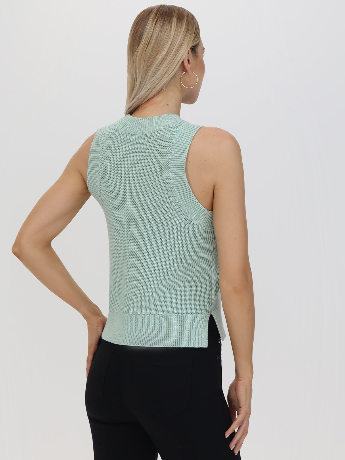 Demi High Crewneck Cotton Tank Top for Women - Soft Breathable Summer Casual Wear - Perfect for Yoga, Gym, and Everyday Outfits
