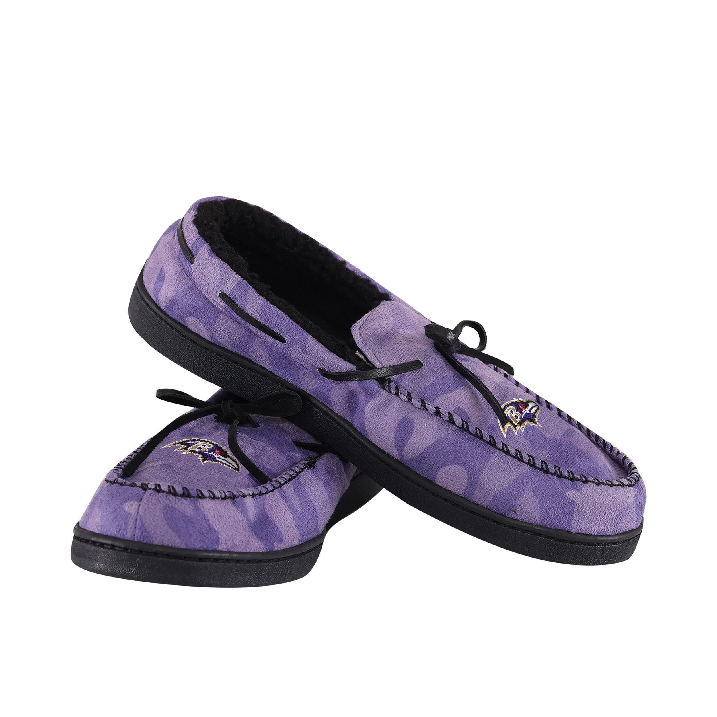 FOCO Men's NFL Team Logo Printed Camo Moccasin Slippers - Officially Licensed Football House Shoes for Comfort & Team Spirit - Perfect for Game Day, Lounge Wear & Gifts for NFL Fans