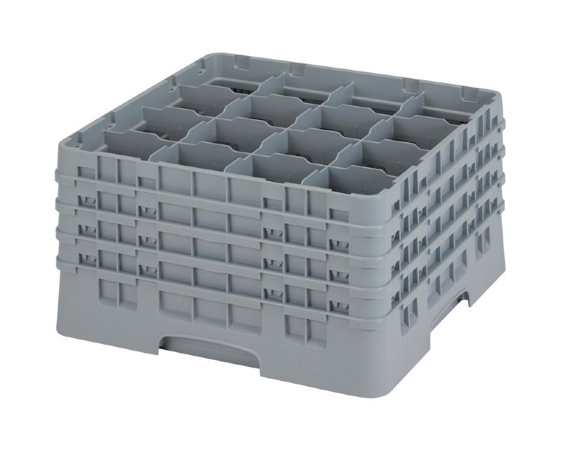 Cambro 16S900151 Camrack Glass Rack - 16 Compartment Soft Gray Dish Organizer for Restaurants, Bars & Commercial Kitchens - Perfect for Glass Storage, Dishwashing Stations & Food Service Organization