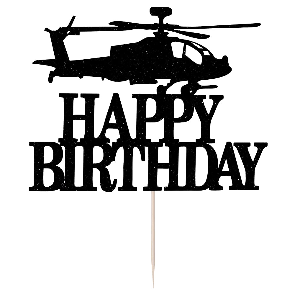 Airplane Happy Birthday Cake Topper - First Birthday Cake Decoration for Boys - Travel Themed Party Decorations in Black | Perfect for Aviation-Themed Birthday Parties, Baby Showers & Travel-Inspired Celebrations