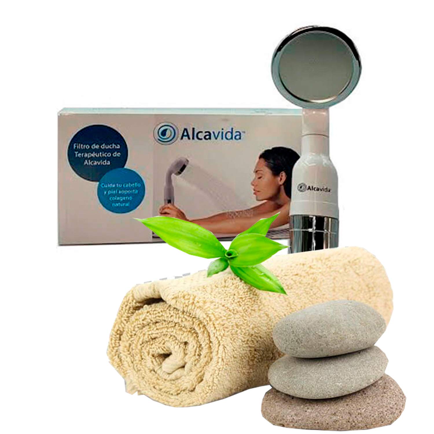 Alcavida Shower Filter - Purifies Water by Removing Chlorine, Lime, Bacteria & Organic Residues, Infuses Collagen & Vitamin C - Ideal for Healthy Skin & Hair Care