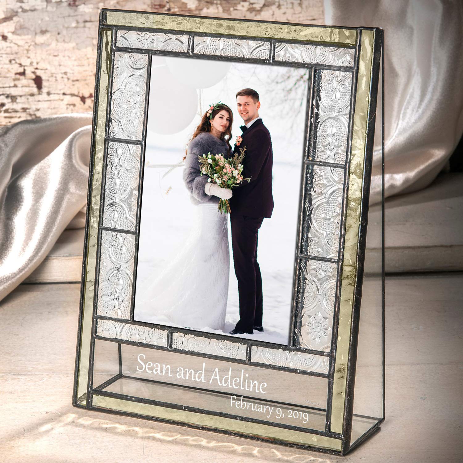 Personalized Wedding Picture Frame - Engraved Glass 4x6 Photo Keepsake for Couples | Perfect Anniversary Gift