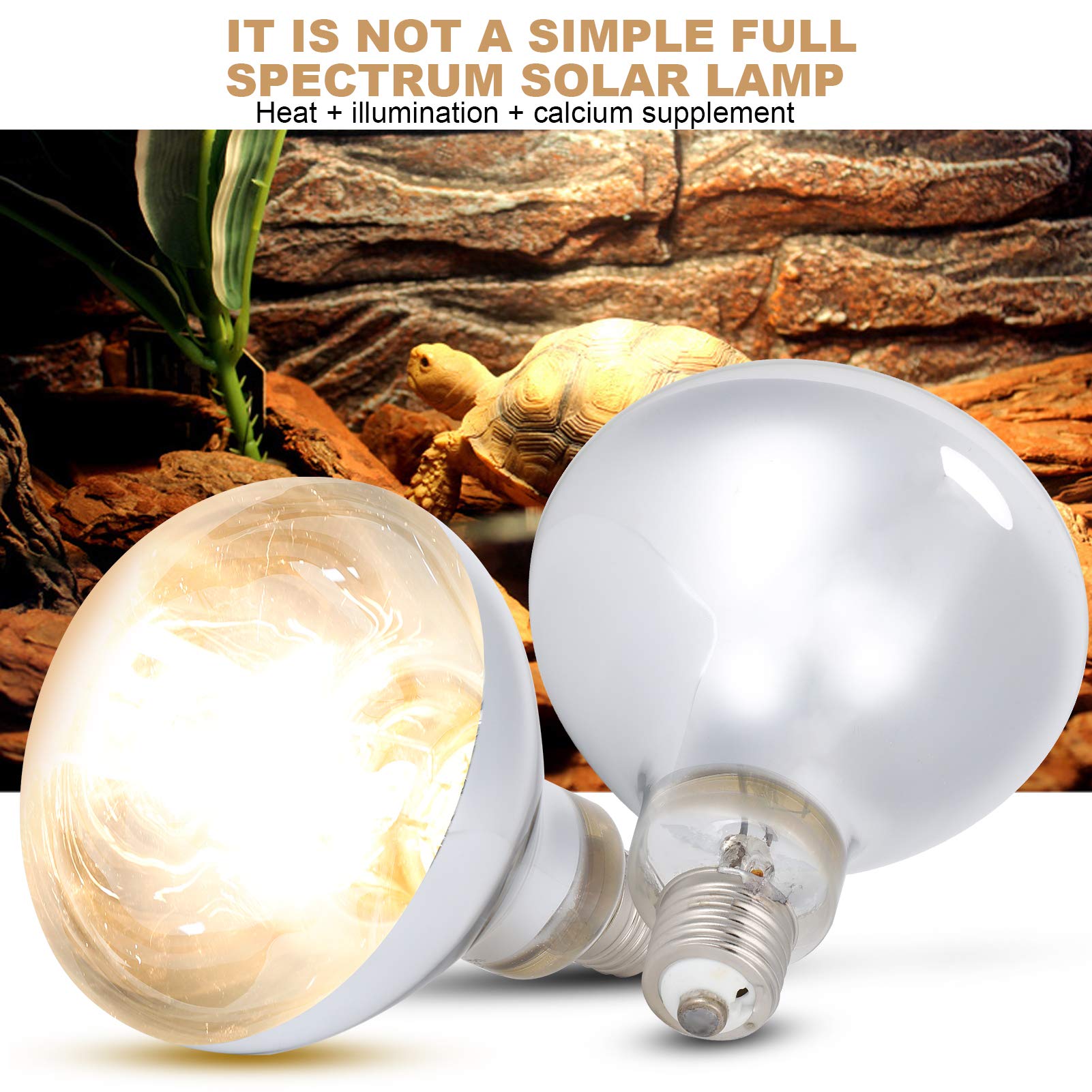 EXCLUZO Reptile Heat Lamp with UVB & UVA - Sun Lamp for Tortoises, Lizards, Amphibians - Provides Warmth & Full Spectrum Lighting for Reptile Terrariums & Habitats
