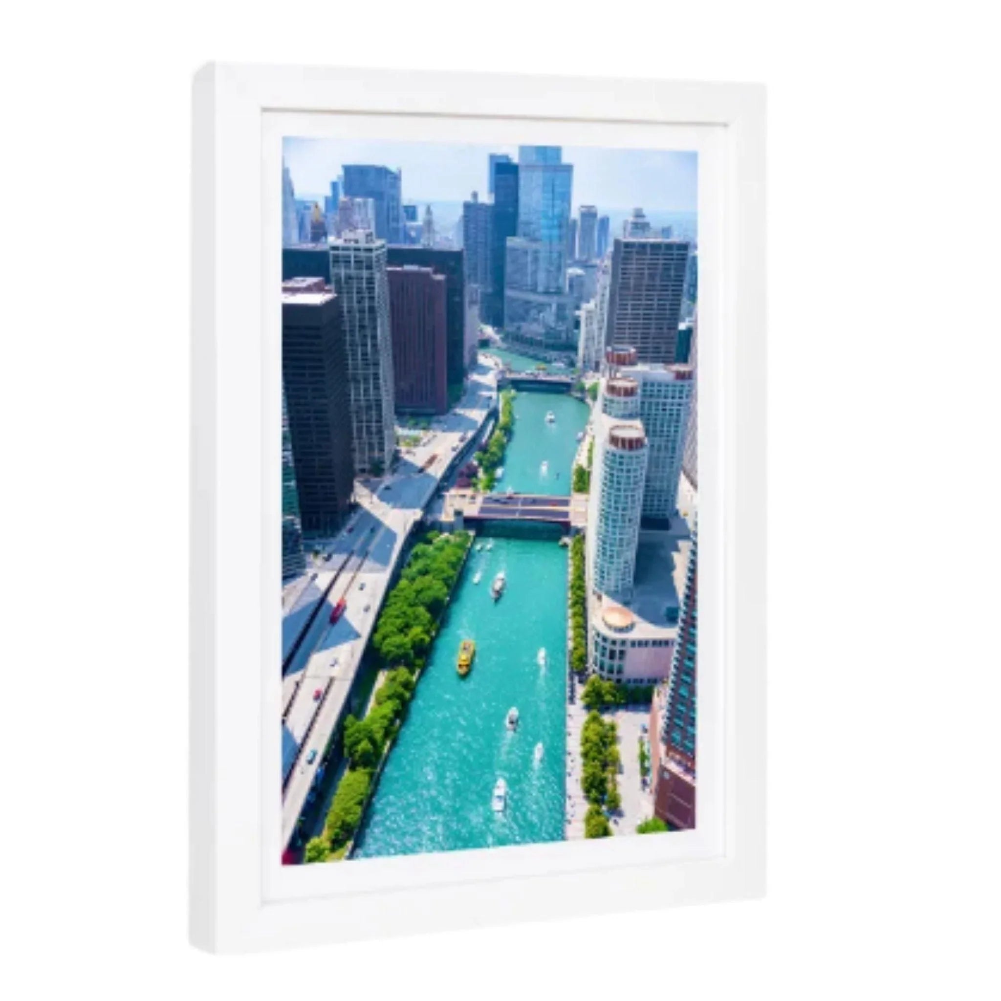 Chicago River Mini Framed Print by Gray Malin - Stunning Cityscape Wall Art for Home & Office Decor - Perfect for Living Rooms, Bedrooms, and Gifts