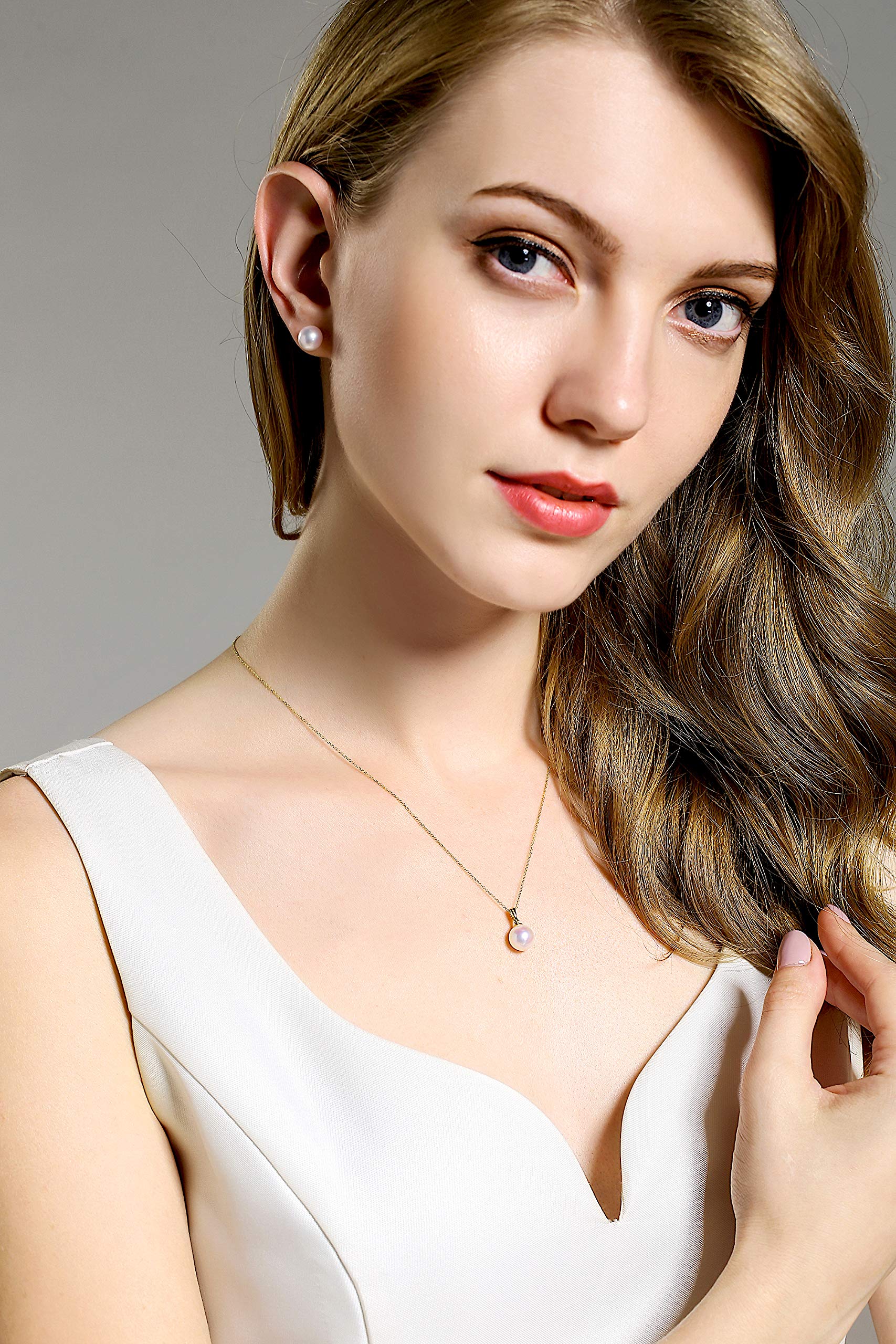 14K Gold AAAAA 8.5-9mm White Freshwater Cultured Pearl Stud Earrings for Women - Elegant Jewelry Gift for Wedding, Anniversary & Special Occasions