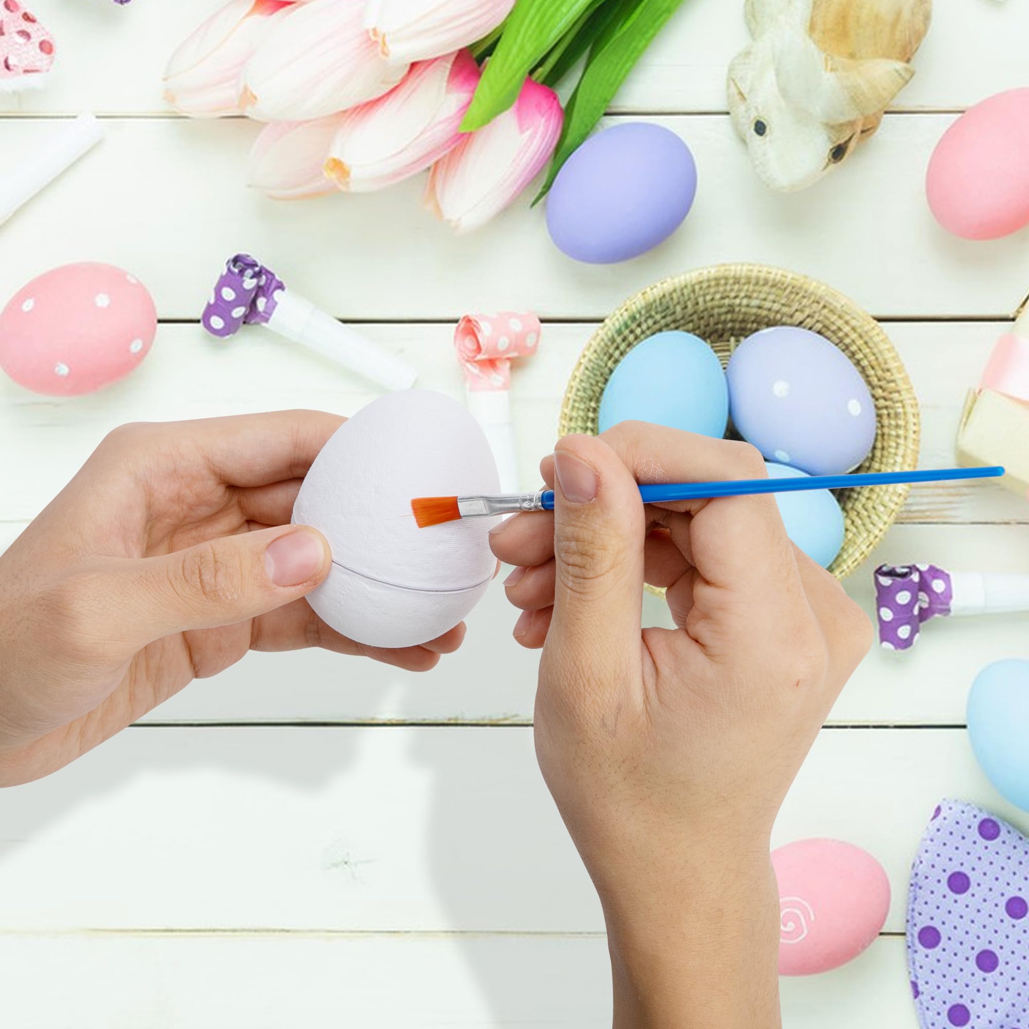 12 Pack DIY Paper Mache Easter Eggs - 3 Inch Blank Craft Eggs for Painting & Decorating | White Fillable Easter Basket Stuffers | Perfect for Easter Hunts, Party Favors & Home Decor Crafts
