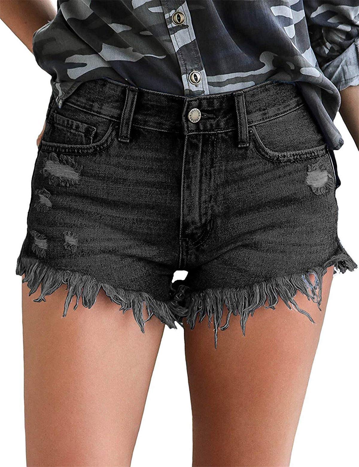 MODARANI Women's Distressed Ripped Denim Shorts - High Waisted Cut Off Jean Shorts for Summer | Perfect for Beach, Casual Outfits & Music Festivals