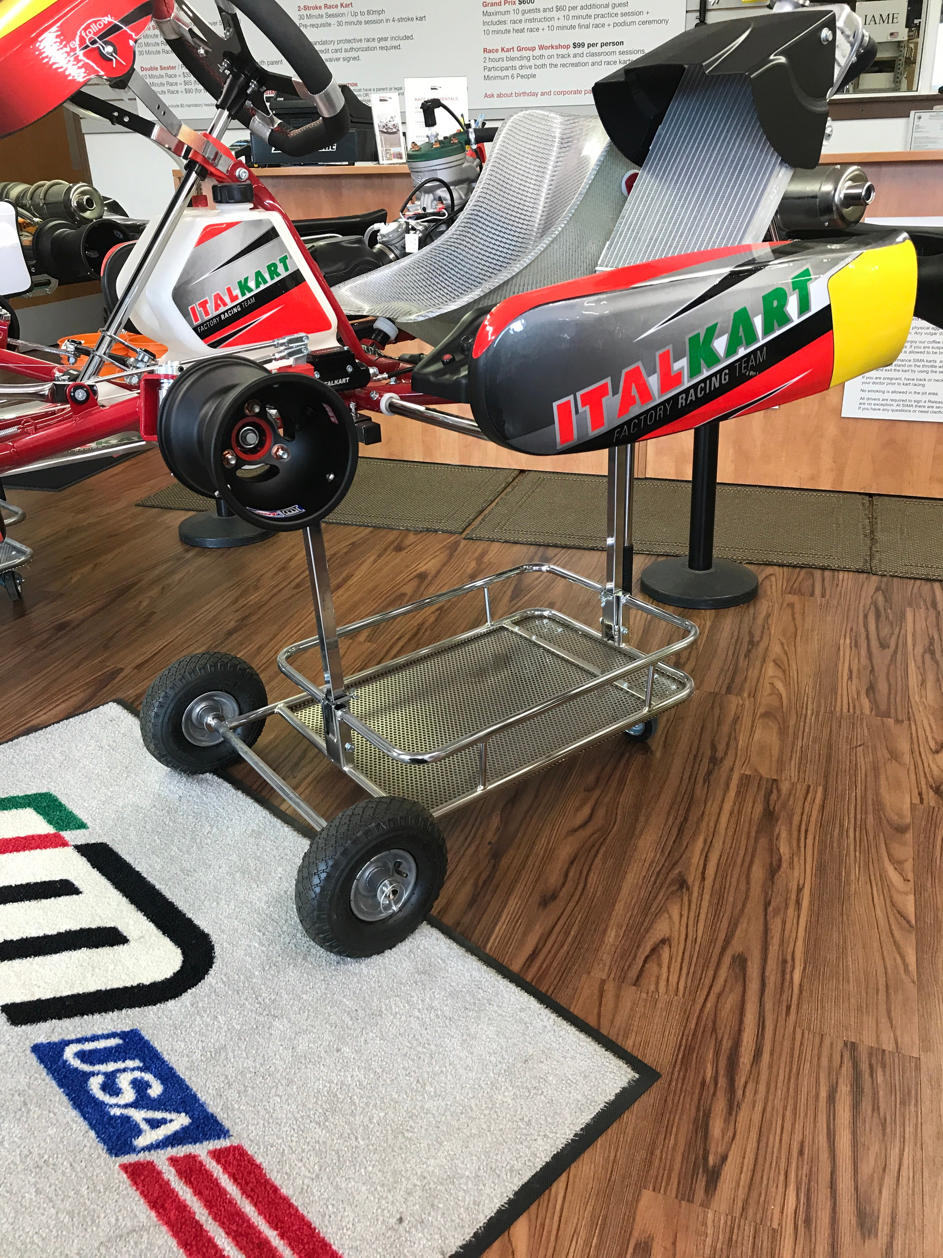 HQ Kart Stand Chrome - Heavy Duty Racing Cart Stand for Go Karts & ATVs - Perfect for Garage, Workshop & Track Use