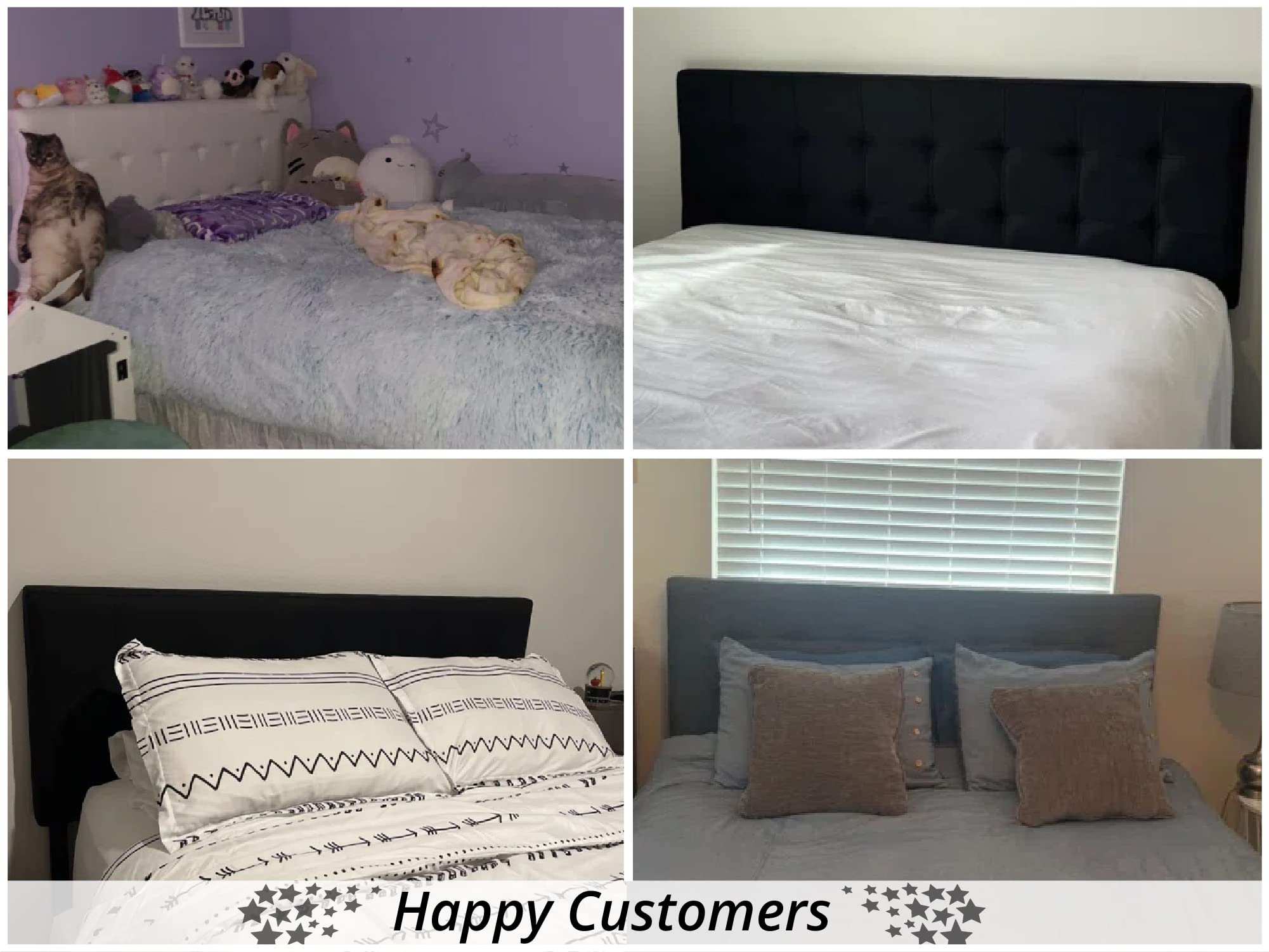 Adjustable Full Size Headboard - Dark Gray Tufted Linen for Bedroom Decor