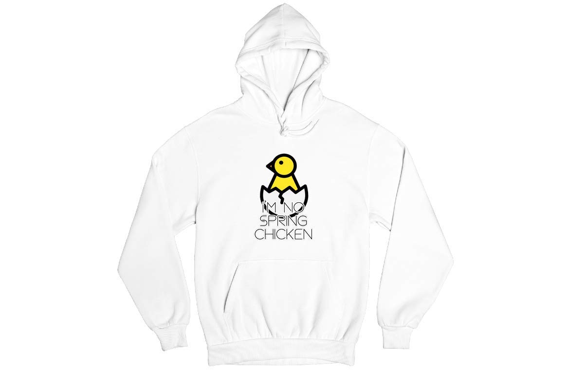 Funny 'I'm No Spring Chicken' Farm Animal Design Cotton Hoodie Sweatshirt - Comfortable Casual Wear for Farmers, Animal Lovers & Humor Enthusiasts