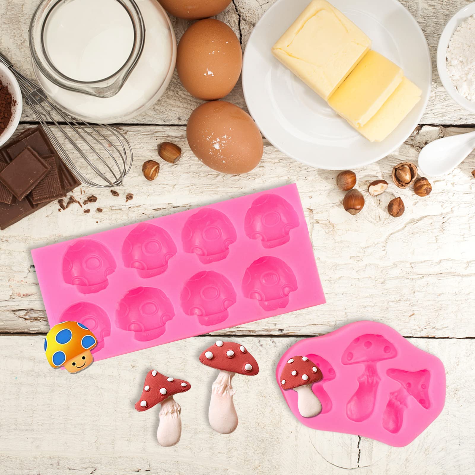 Premium Silicone Mushroom & Snail Chocolate Molds - Cute Baking Tools for Cupcake Toppers, Fondant Decorations, DIY Candy Making - Perfect for Birthday Cakes, Party Desserts & Holiday Treats