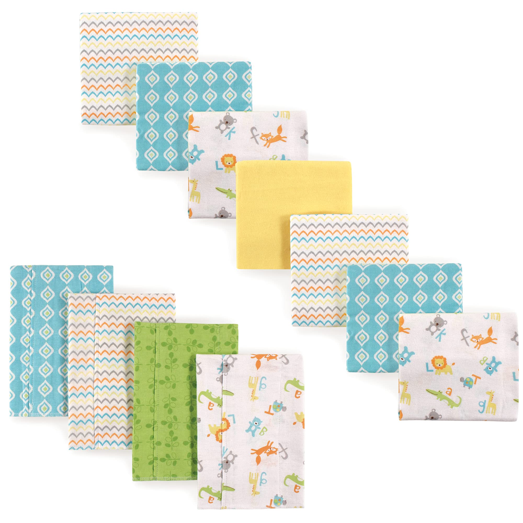 Luvable Friends Unisex Baby Cotton Flannel Burp Cloths & Receiving Blankets - 11-Piece Set (ABC Print, One Size) - Soft & Absorbent for Newborns, Infants - Perfect for Feeding, Swaddling & Nursery Essentials