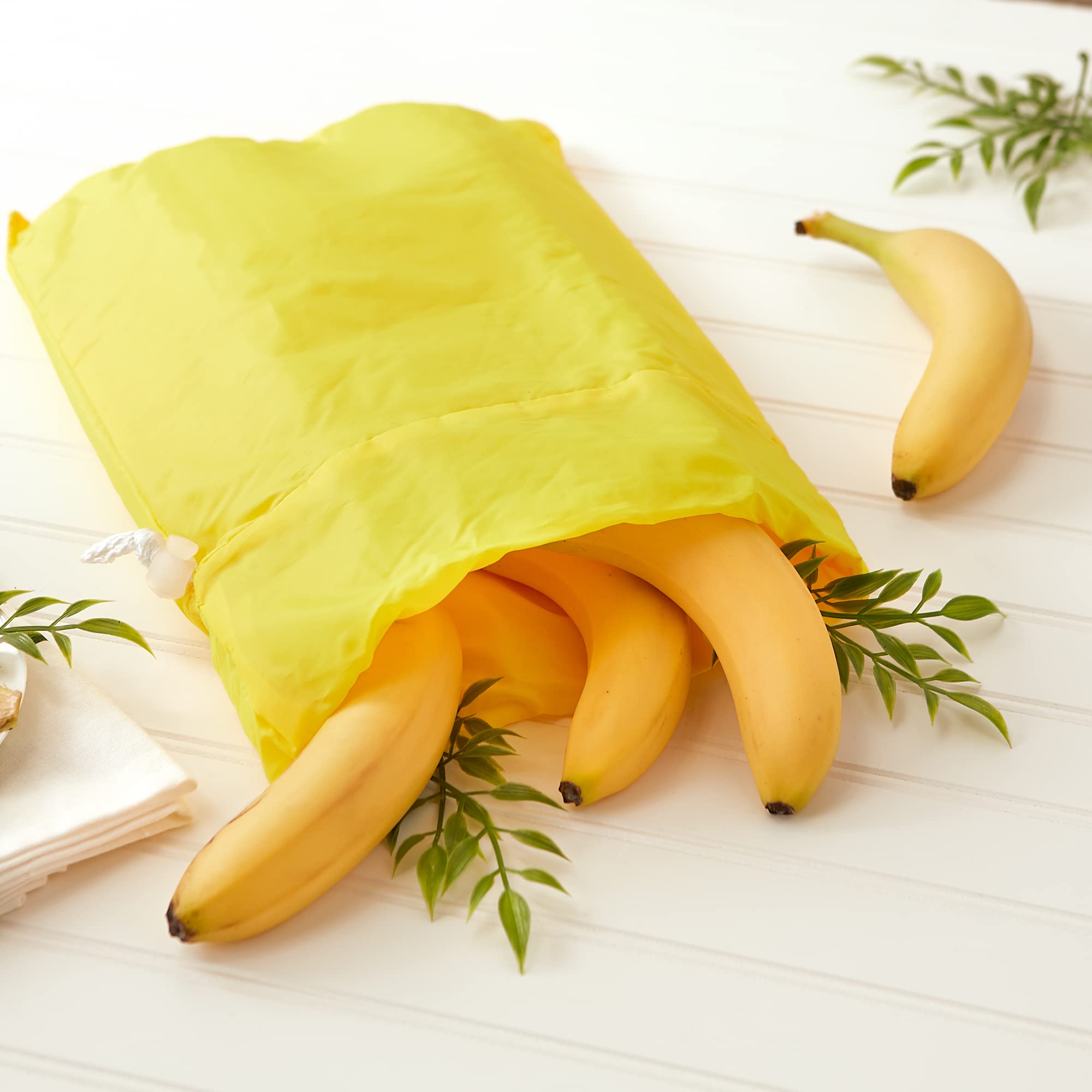 RSVP International Food Safe Nylon Banana Storage Bag - 11.5x13.75 Inches, Yellow - Keep Bananas Fresh Longer for Home, Office, and Travel Use