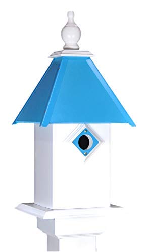 Lagoon Blue Classic Bluebird House - Handcrafted Wooden Birdhouse for Outdoor Garden Decor - Attract Bluebirds & Enhance Your Backyard Wildlife