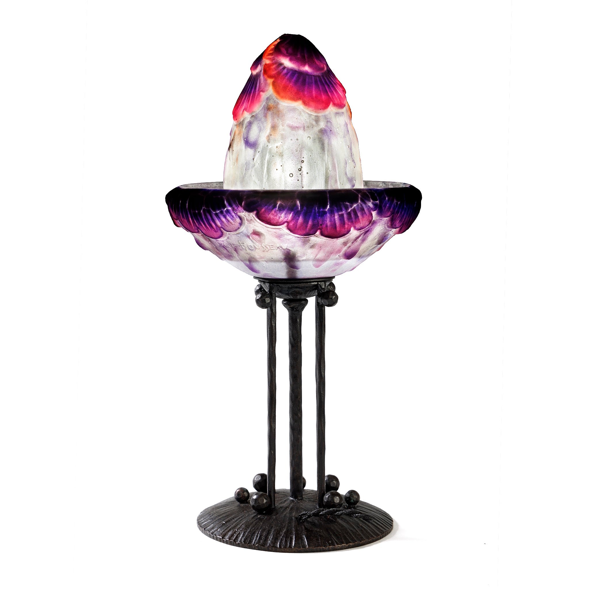 Gabriel Argy Rousseau Pâte de Verre Tropical Flowers Table Lamp - Handcrafted Glass Art Deco Lighting for Living Room, Bedroom & Office Decor