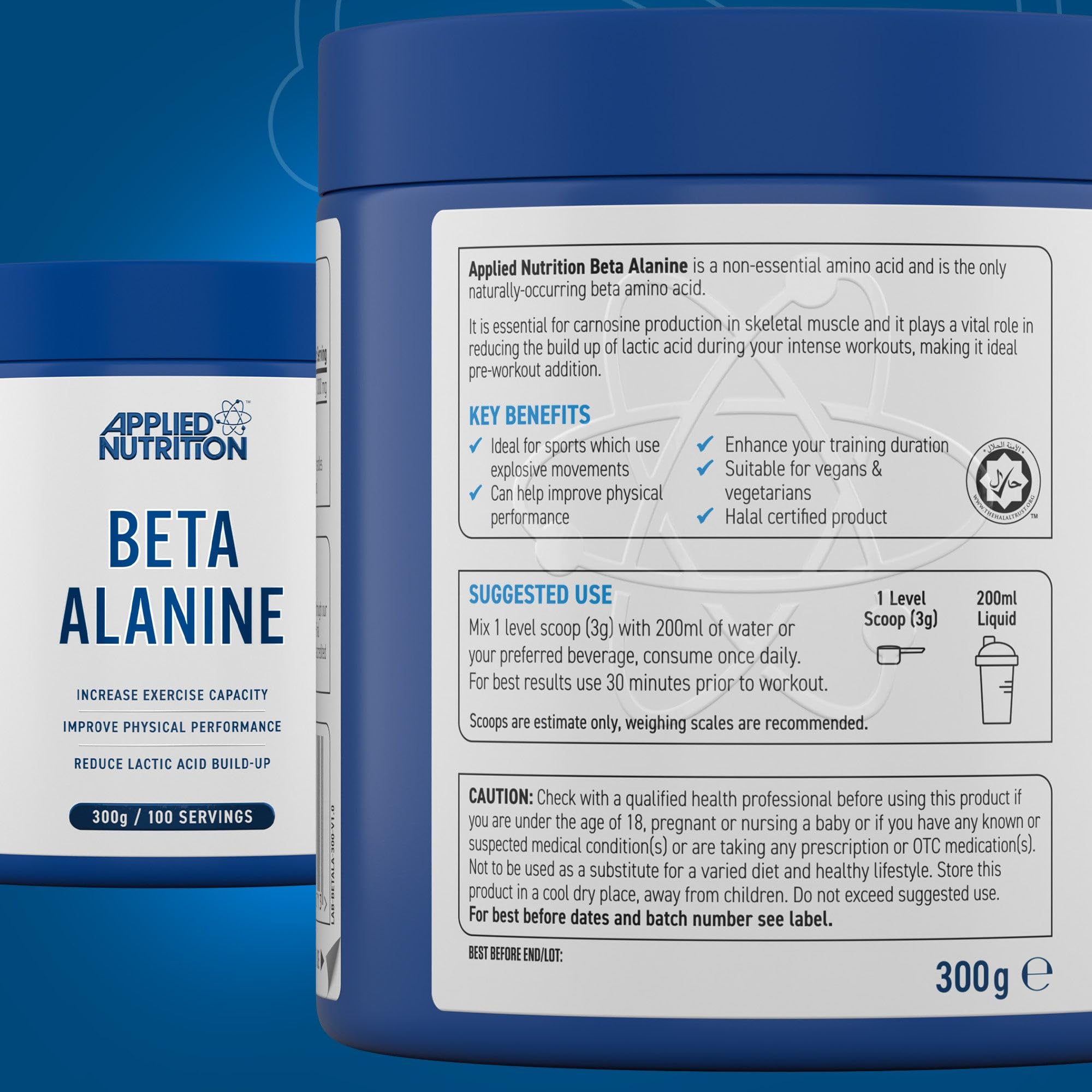 Applied Nutrition Beta Alanine Powder - Premium Pre-Workout Supplement for Muscle Endurance & Performance | Ideal for Gym, Running & High-Intensity Training