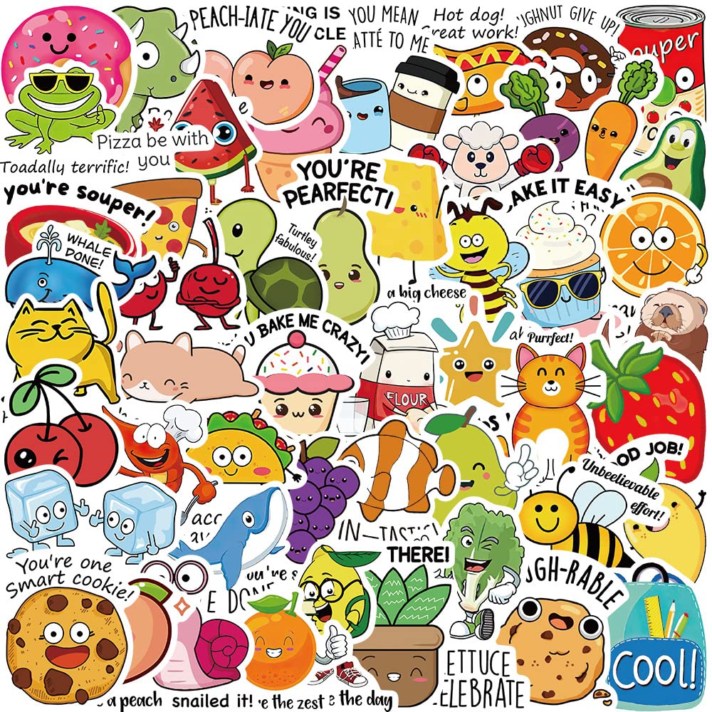 50PCS Motivational Stickers for Kids - Punny Reward Stickers, Positive Classroom Incentives, Teacher Supplies - Perfect for School Awards, Behavior Charts & Student Encouragement