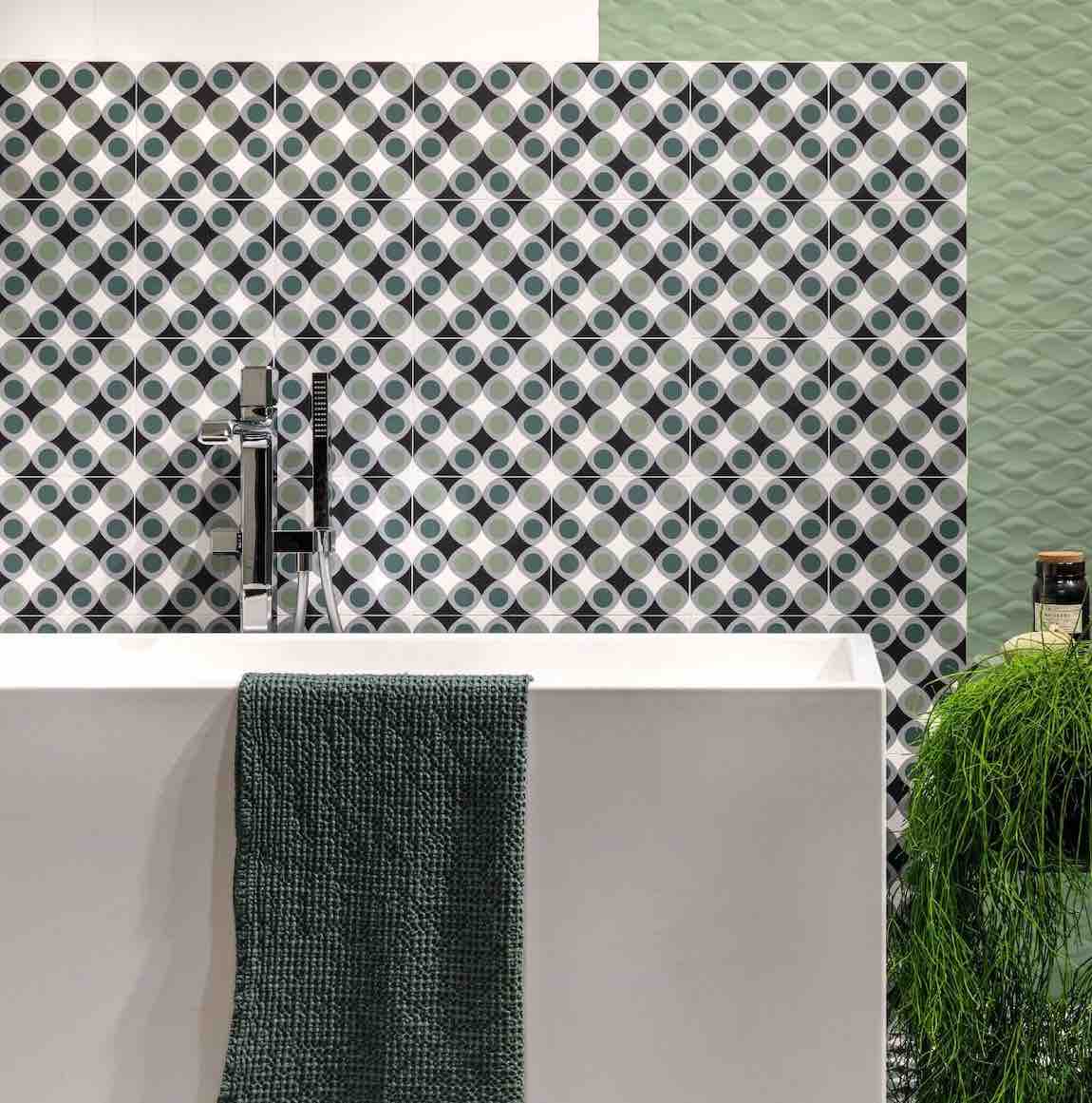 Modern Patterned Porcelain Tile Joy Mint 8x8 - Stylish Kitchen Backsplash & Bathroom Flooring Tiles for Home Decor