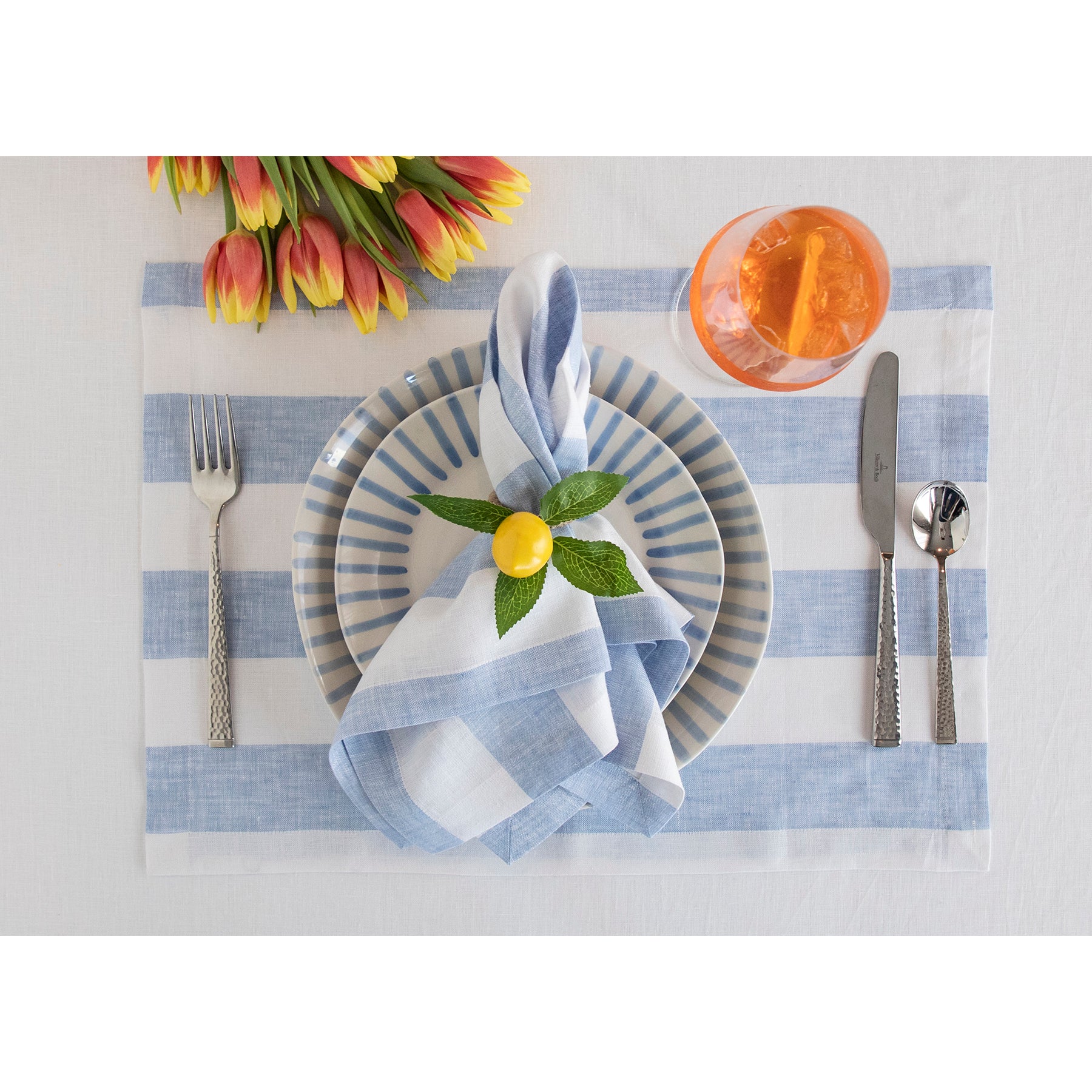 Stylish Cabana Stripe Placemats Set of 4 - Waterproof & Durable Table Mats for Dining, Kitchen, and Outdoor Entertaining