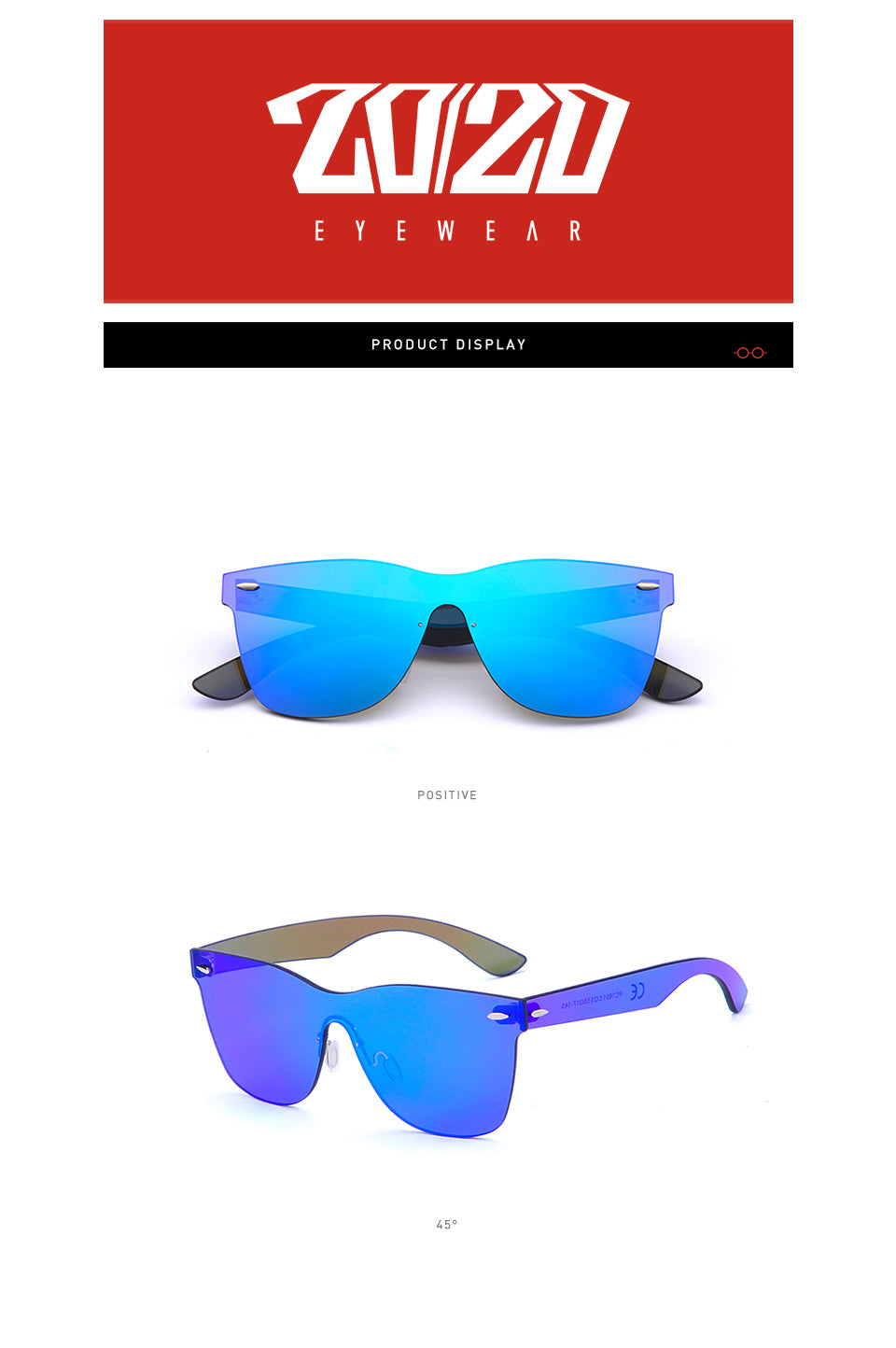 20/20 Unisex Oval Rimless Alloy Polarized Sunglasses PC1601 - UV Protection for Driving, Fishing & Outdoor Activities