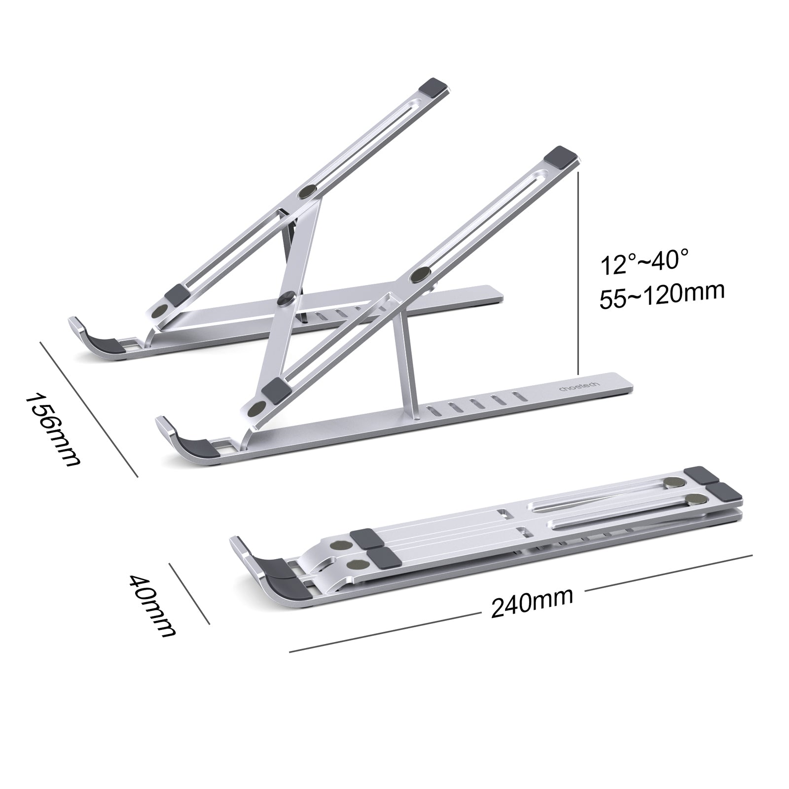 Choetech Foldable Aluminum Laptop Stand - Adjustable 6-Angle Desktop Holder for MacBook, iPad & Tablets - Perfect for Home Office, Gaming & Ergonomic Workspace Setup