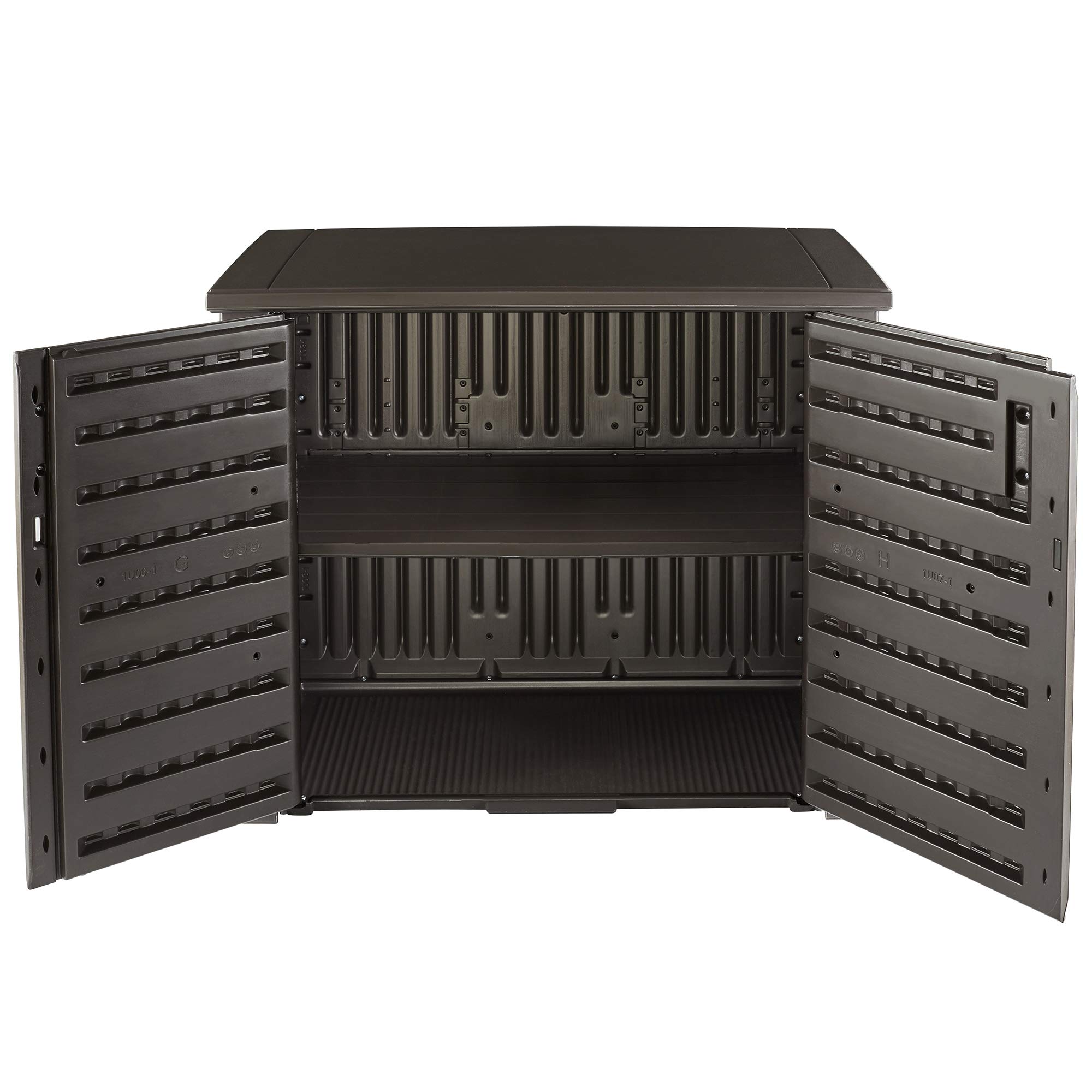 Rubbermaid 123 Gallon Weather-Resistant Outdoor Storage Cabinet - Brown, Organizer for Pool Chemicals, Garden Tools, Toys, Patio Cushions & More - Perfect for Backyard, Porch & Home Organization