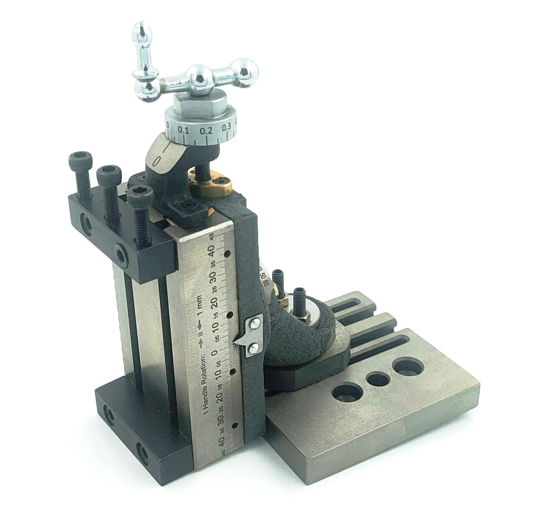 Assorts' Design Patent Mini Vertical Milling Slide with Base Plate - Direct Mount for 7x14 Mini Lathe (Swivel Type with Clamps) | Precision Metalworking, DIY Projects & Small Part Machining