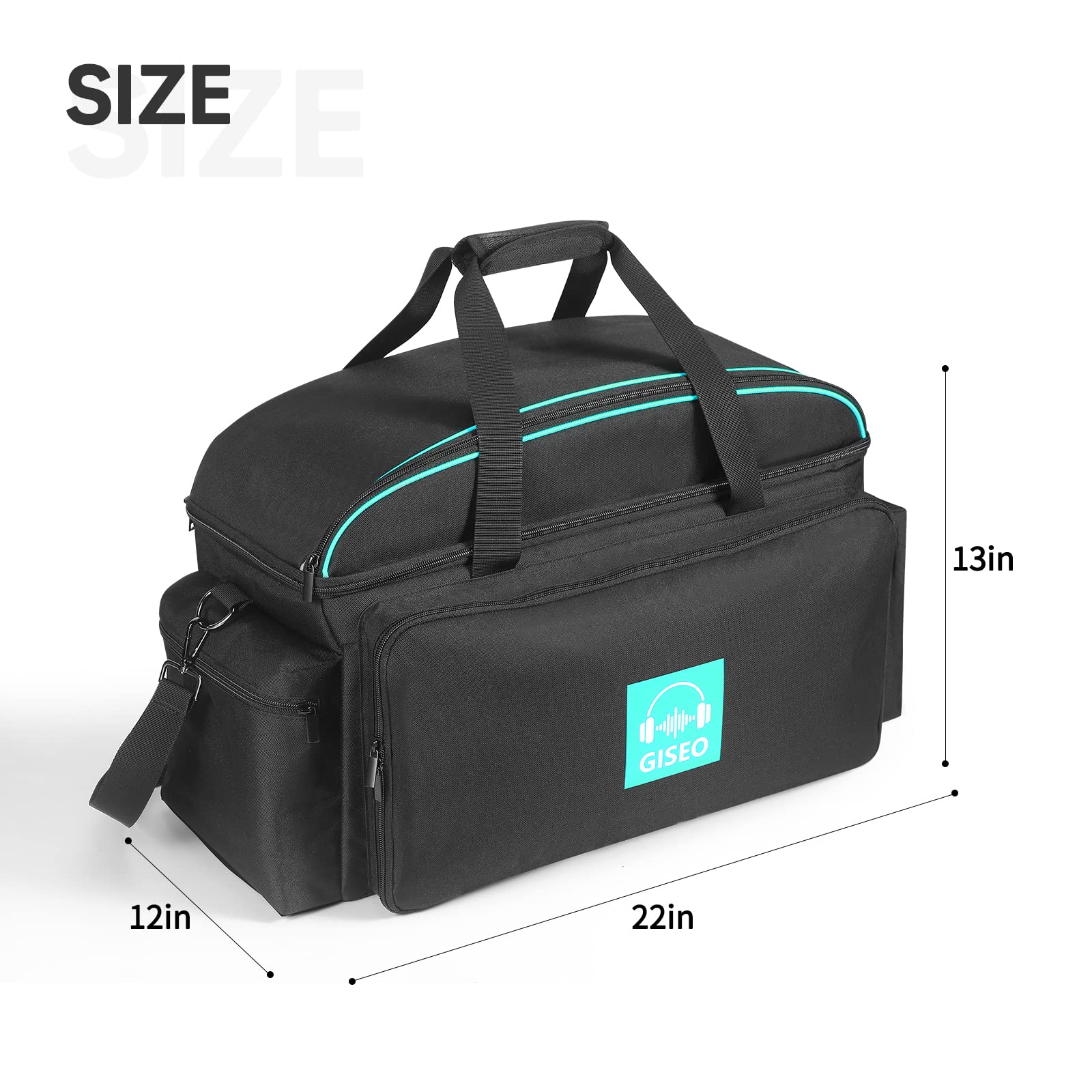 DJ Gear Storage Organizer Bag - Detachable Padded Bottom & Dividers for Cables & Sound Equipment (Blue) - Perfect for Musicians & Travel