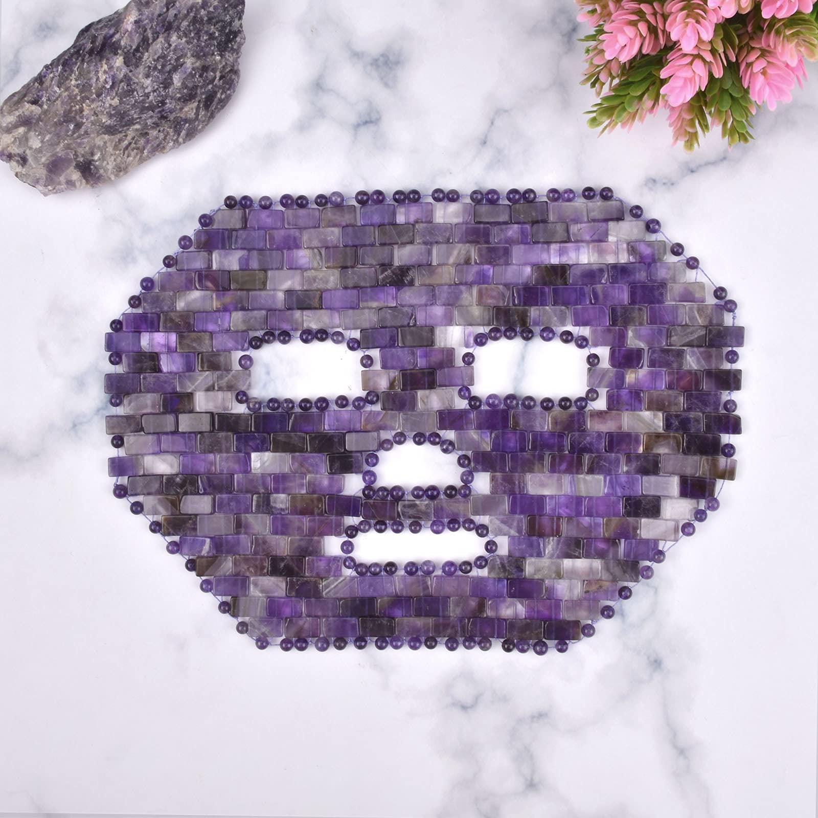 Ideayard 100% Natural Jade Facial Sleep Mask - Reduce Puffiness & Relieve Eye Fatigue - Cooling Jade Therapy for Dark Circles & Stress Relief (Purple) | Perfect for Nighttime Skincare & Morning Refreshment