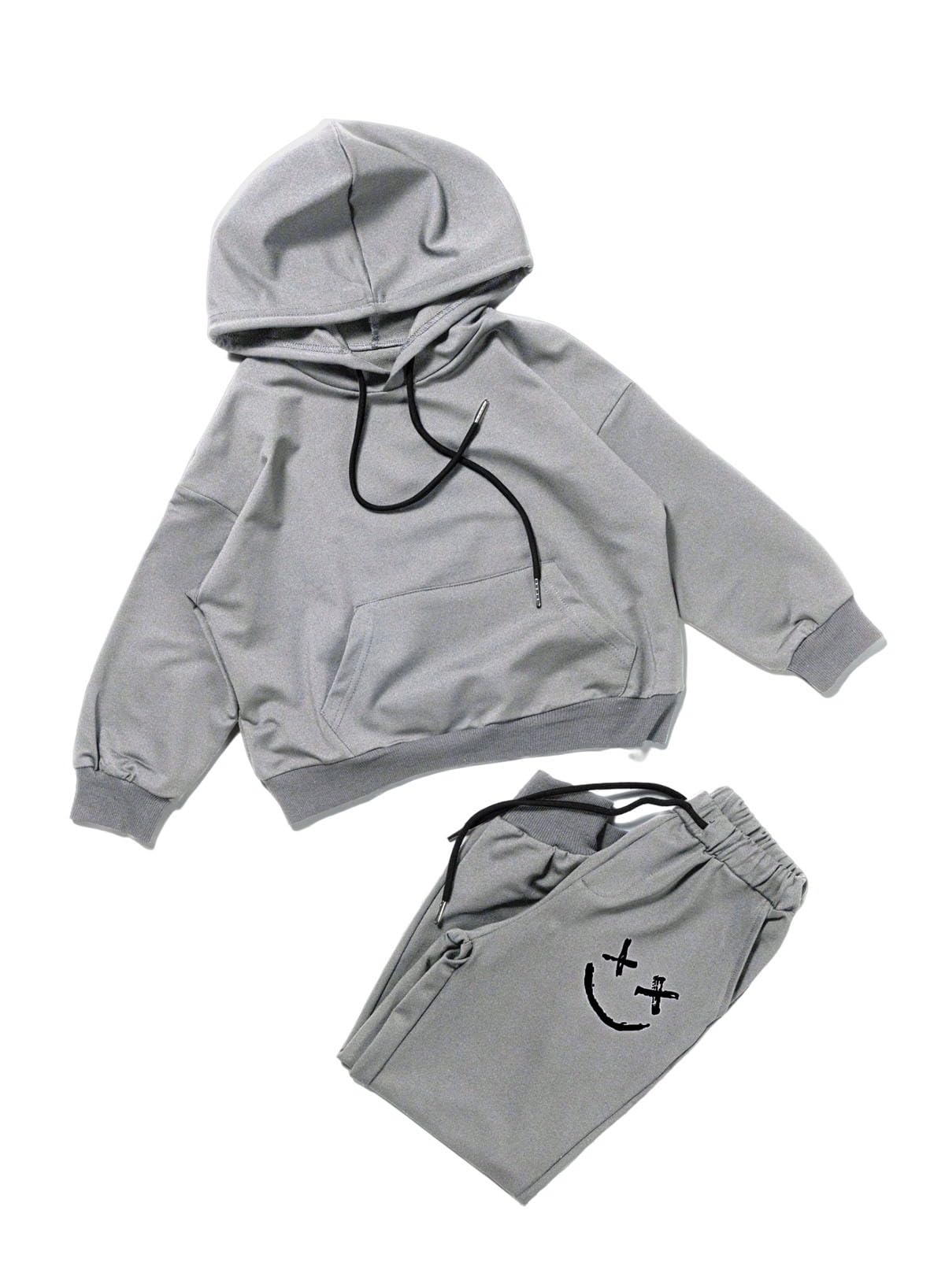 Blibean Unisex Kids Smile Printed Hoodie and Pants Set - Cute Casual Outfit for Boys & Girls Ages 4-15 - Perfect for School, Playdates & Family Outings