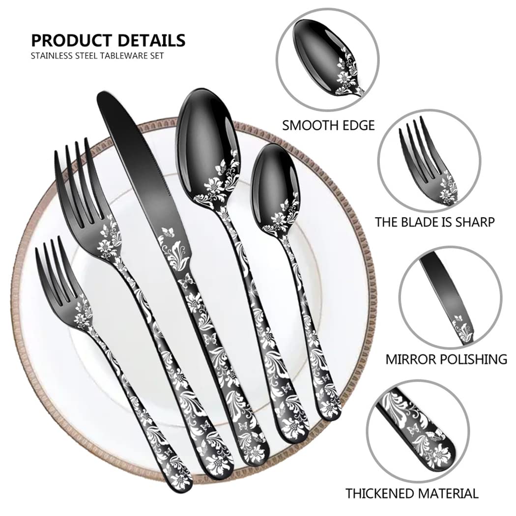 20-Piece Stainless Steel Flatware Set for 4 - Rose Gold Silverware Cutlery with Unique Pattern Design | Includes Dinner Knives, Forks & Spoons | Dishwasher Safe | Perfect for Dining, Entertaining & Everyday Use