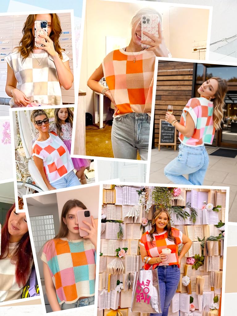 Trendy Women's Spring Crop Tops 2025 - Short Sleeve Sweater Vest & Loose Shirts for Business, Vacation | Casual Summer & Fall Tops for Streetwear, Beach & Office Outfits