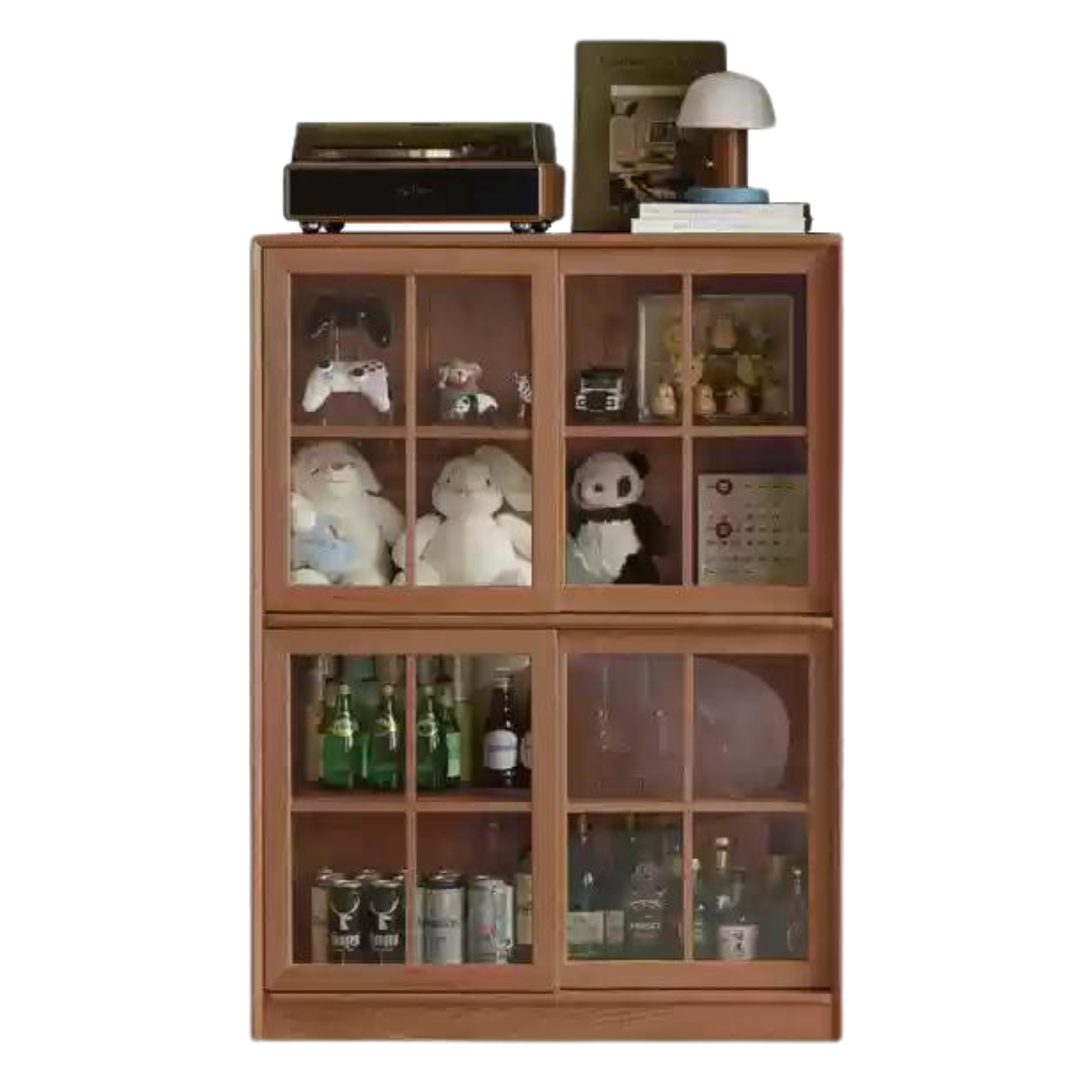 39.3x13.7x53.5 inch / 100x35x136cm / Walnut color / Black walnut high sliding door bookcase