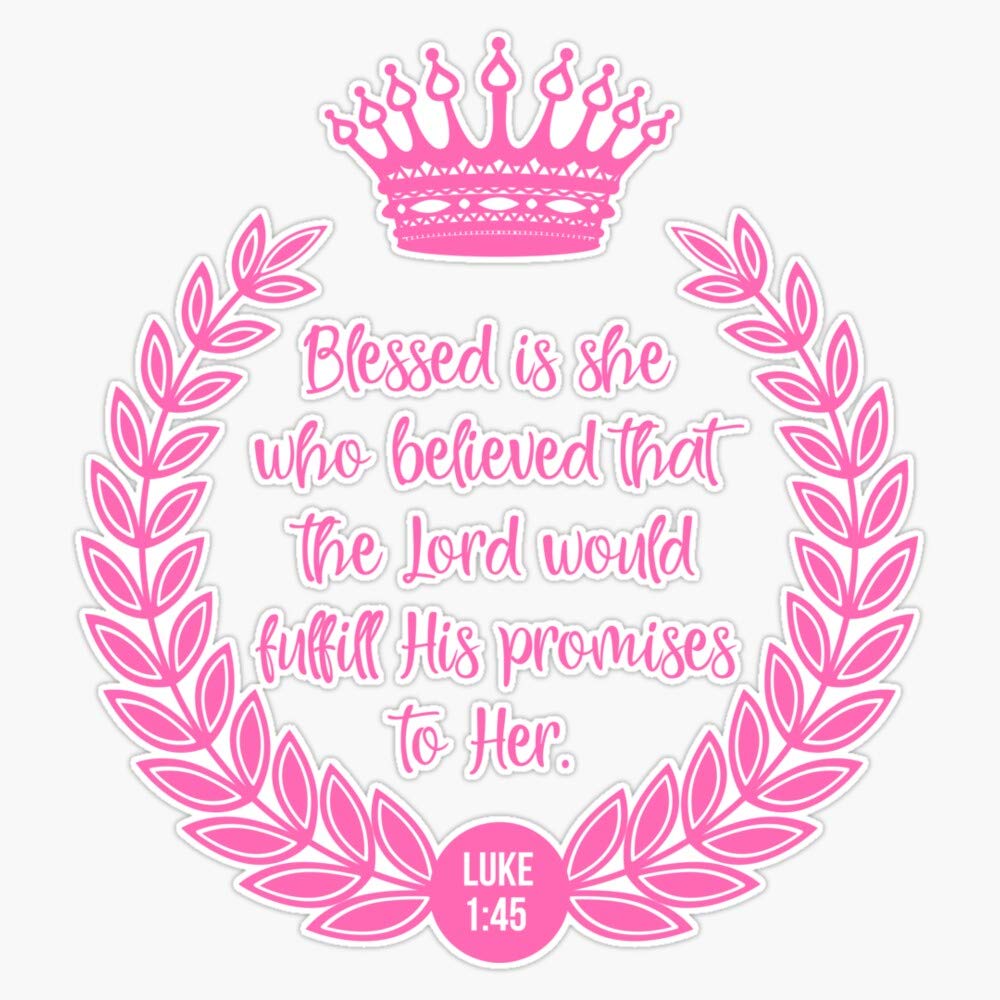 Blessed is She Who Believed - Waterproof Vinyl Bumper Sticker Decal 5 Inch - Perfect for Cars, Laptops, Water Bottles & Gift Giving