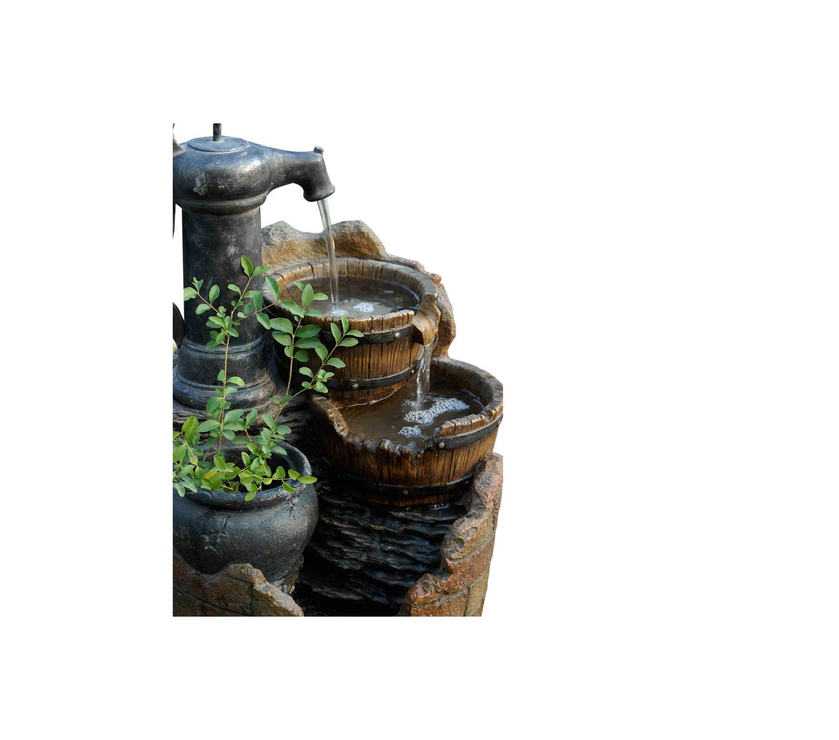 Glenville Outdoor Water Pump Cascading Fountain - Decorative Garden Water Feature for Patio, Yard, and Landscaping