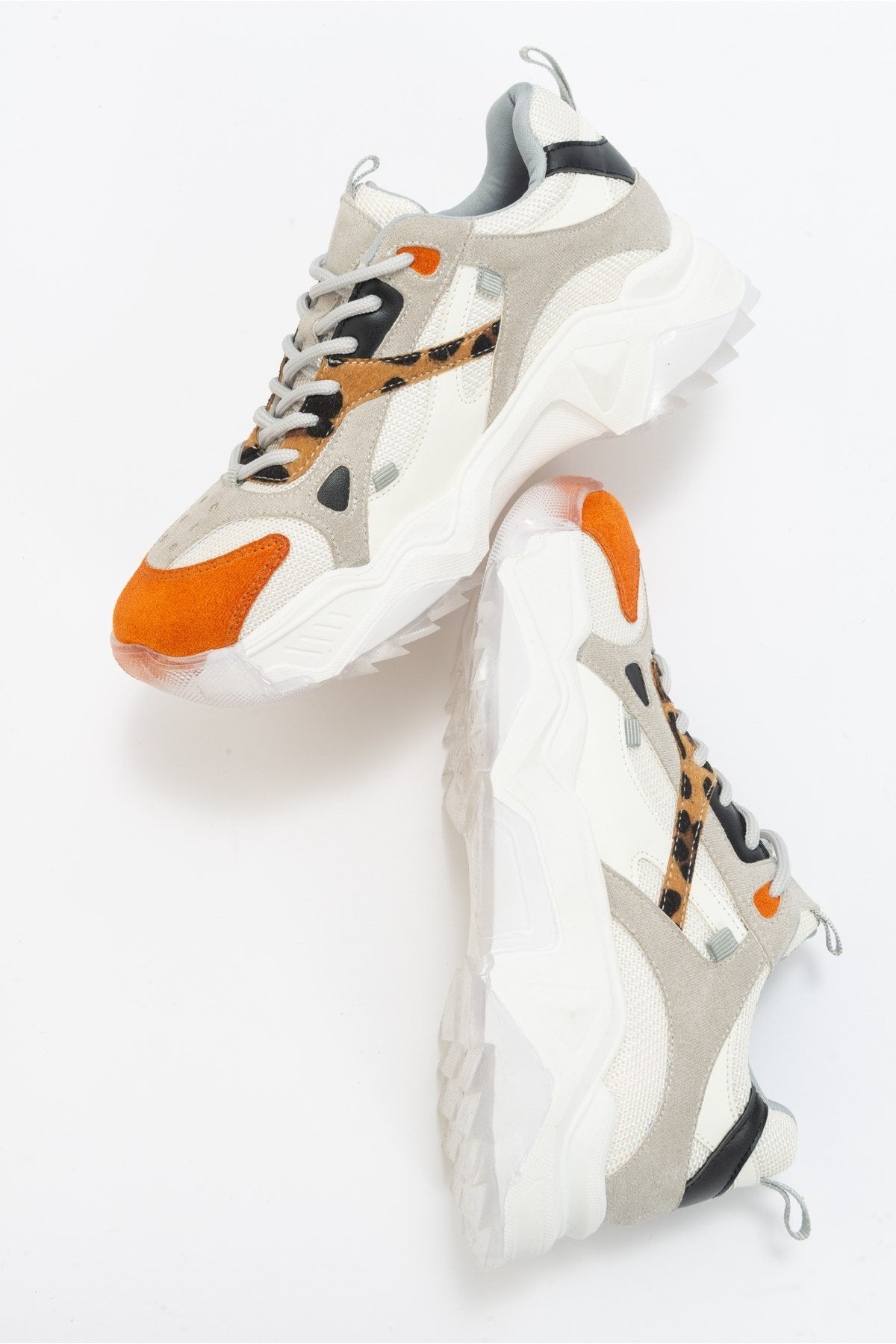 Loretta Women's White & Orange Platform Sneakers - Comfortable Fashion Sneakers for Casual Wear, Walking & Street Style