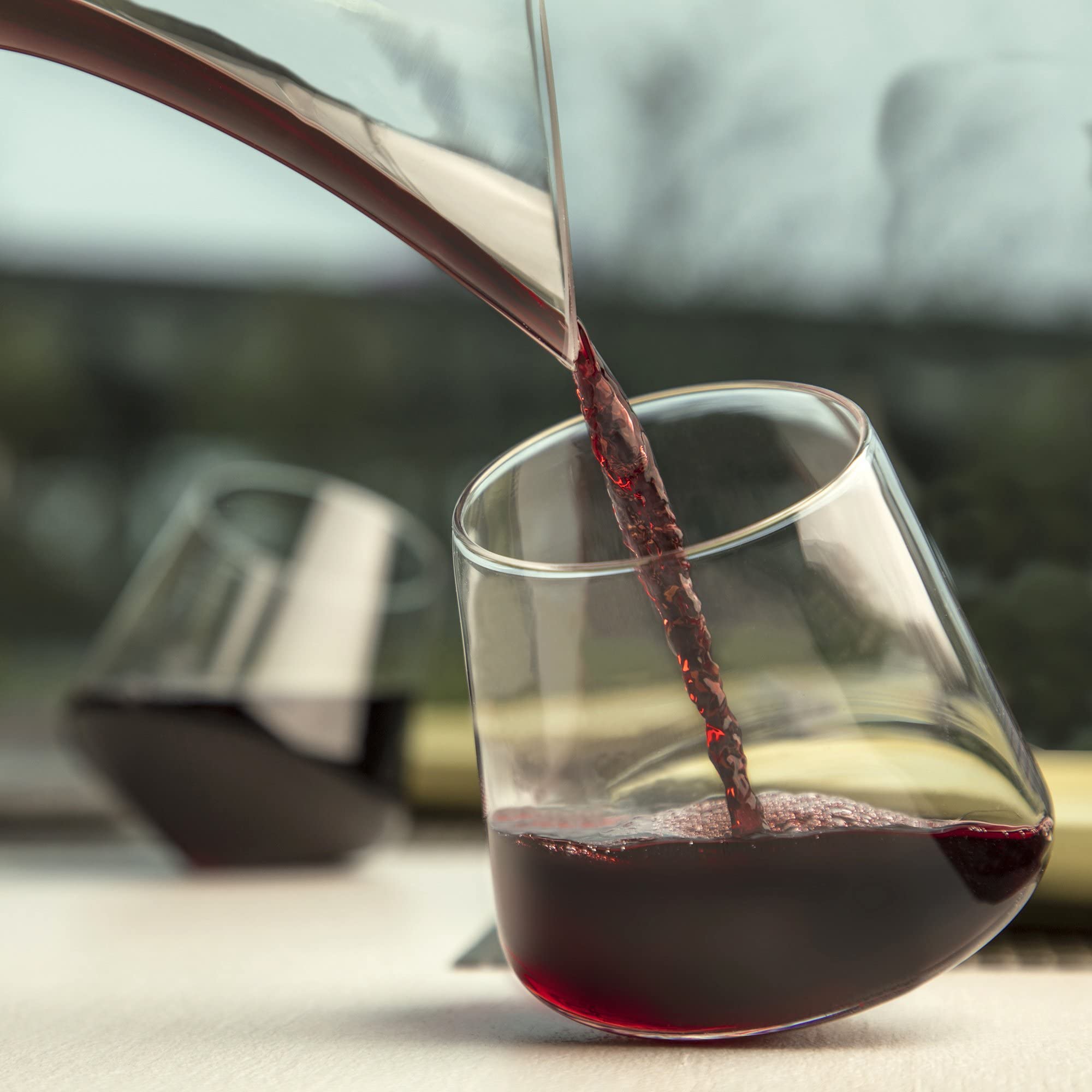 Premium Aerating Stemless Wine Glasses Set of 2 - Large Non-Drip Red Wine Glasses by CulinexCo | Perfect for Dinner Parties, Romantic Dates & Home Entertaining