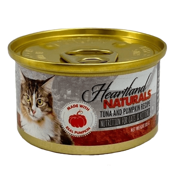 Heartland Naturals Tuna & Pumpkin Recipe Canned Cat Food - Grain-Free, High Protein Nutrition for Adult Cats & Kittens - Perfect for Digestive Health & Sensitive Stomachs