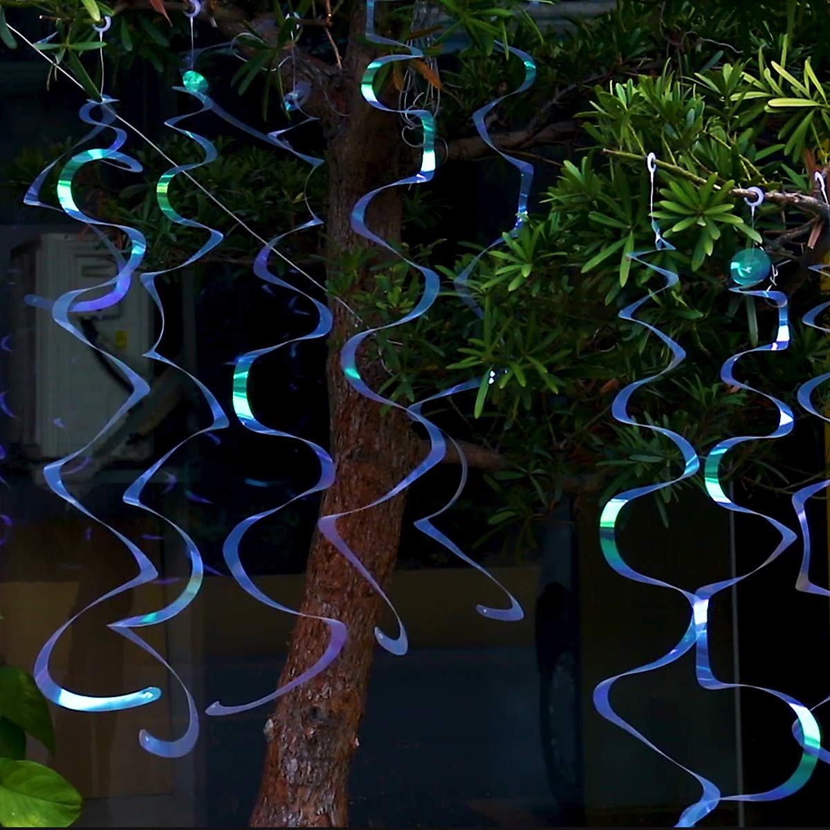 Iridescent White Swirl Hanging Decorations - Shimmer Plastic Streamers for Ceiling & Party Supplies | Perfect for Birthday, Graduation, Bachelorette, Wedding, Baby Shower, Christmas & New Year Celebrations | Create Stunning Party Backdrops & Photo Booth Decor