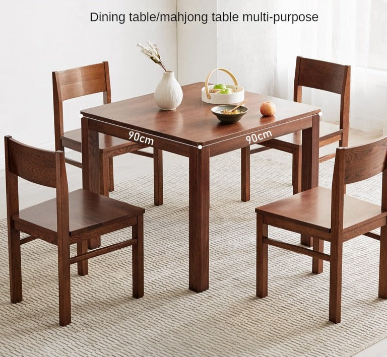 Solid Oak Wood Square Dining Table - Rustic Farmhouse Style for Kitchen, Dining Room & Small Space Gatherings