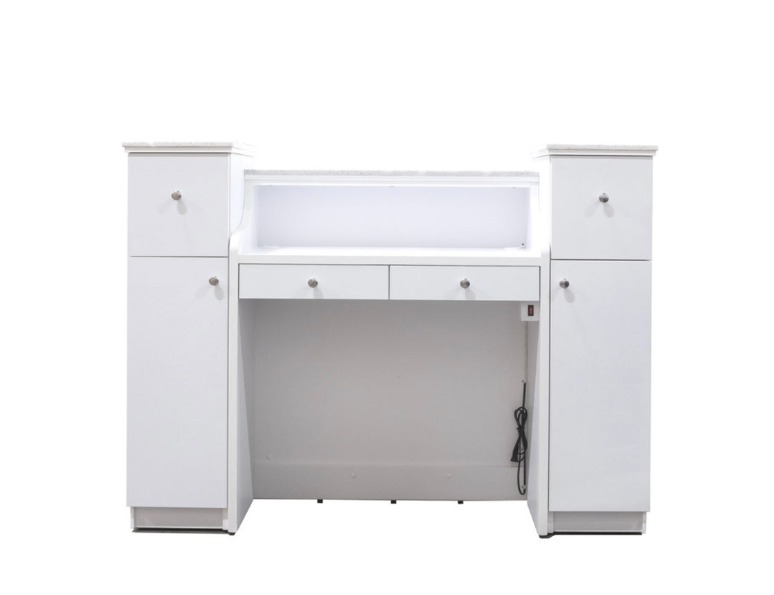 Napa LED Reception Table - White & Gold Wedding, Party, Event Decor - Modern Lighted Entryway Console for Home & Office