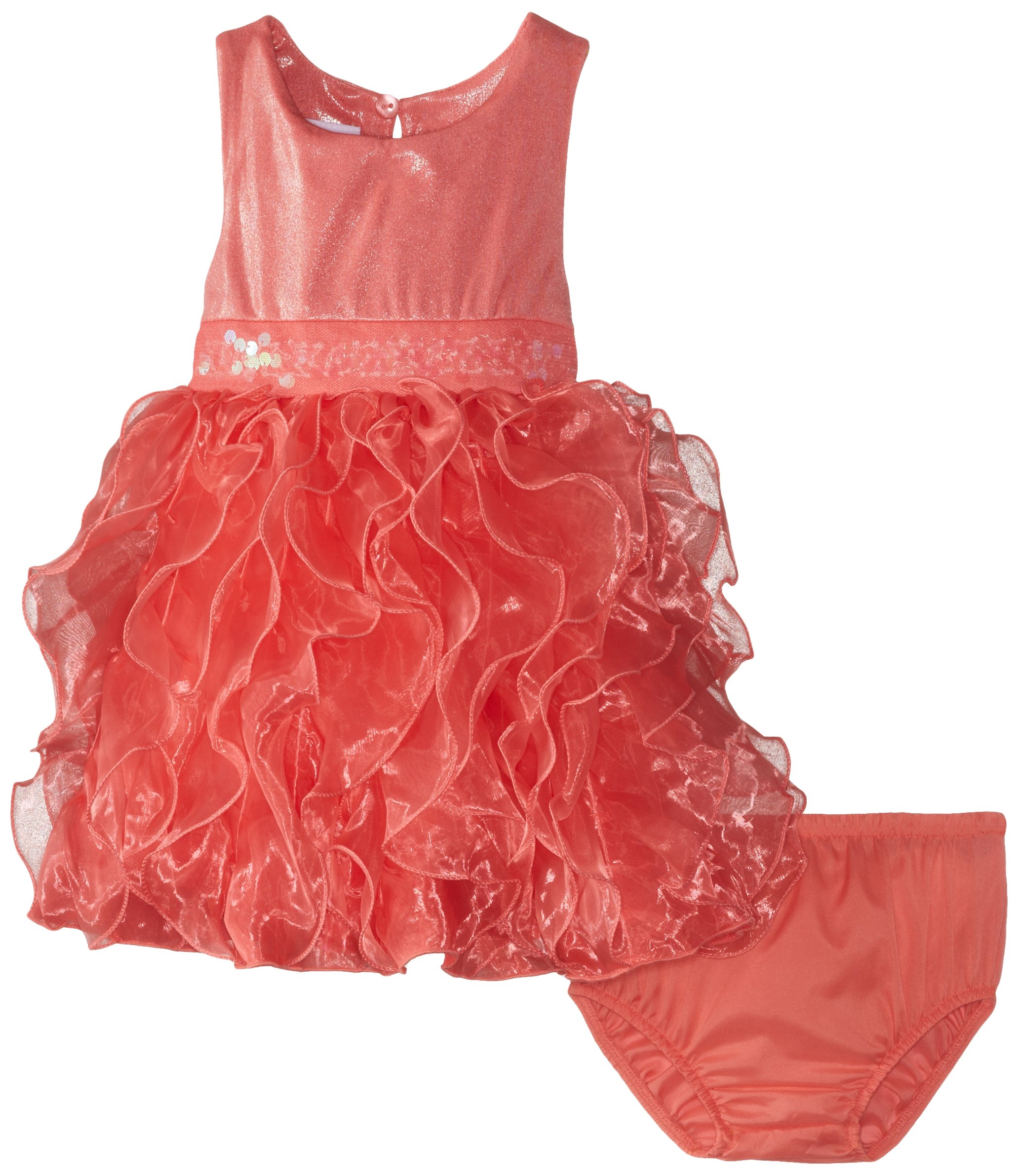 Bonnie Baby Girls' Organza Party Dress - Coral, Size 24 Months | Elegant Flower Girl Dress for Weddings, Birthday Parties & Special Occasions