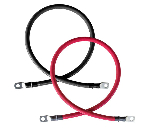 WindyNation 2/0 AWG Pure Copper Battery Cable - Black & Red Wire with Lug Connector Ring Terminals - Perfect for Marine, RV, Solar & Automotive Electrical Systems