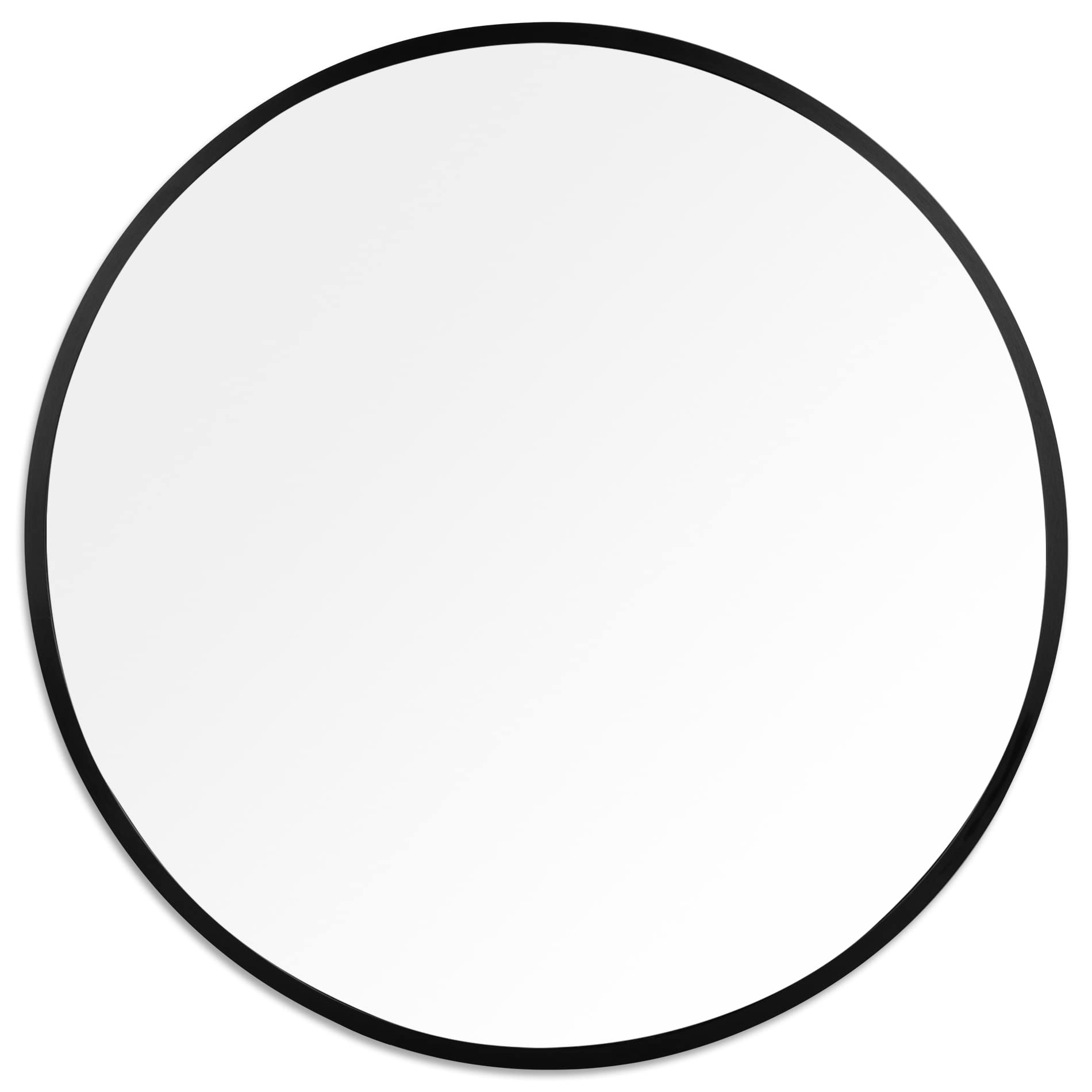 24 Inch Black Round Wall Mirror - Art Deco Style Aluminum Circle Mirror for Bathroom, Living Room, Bedroom & Vanity | Elegant Home Decor & Space Enhancing Wall Art for Modern Interiors